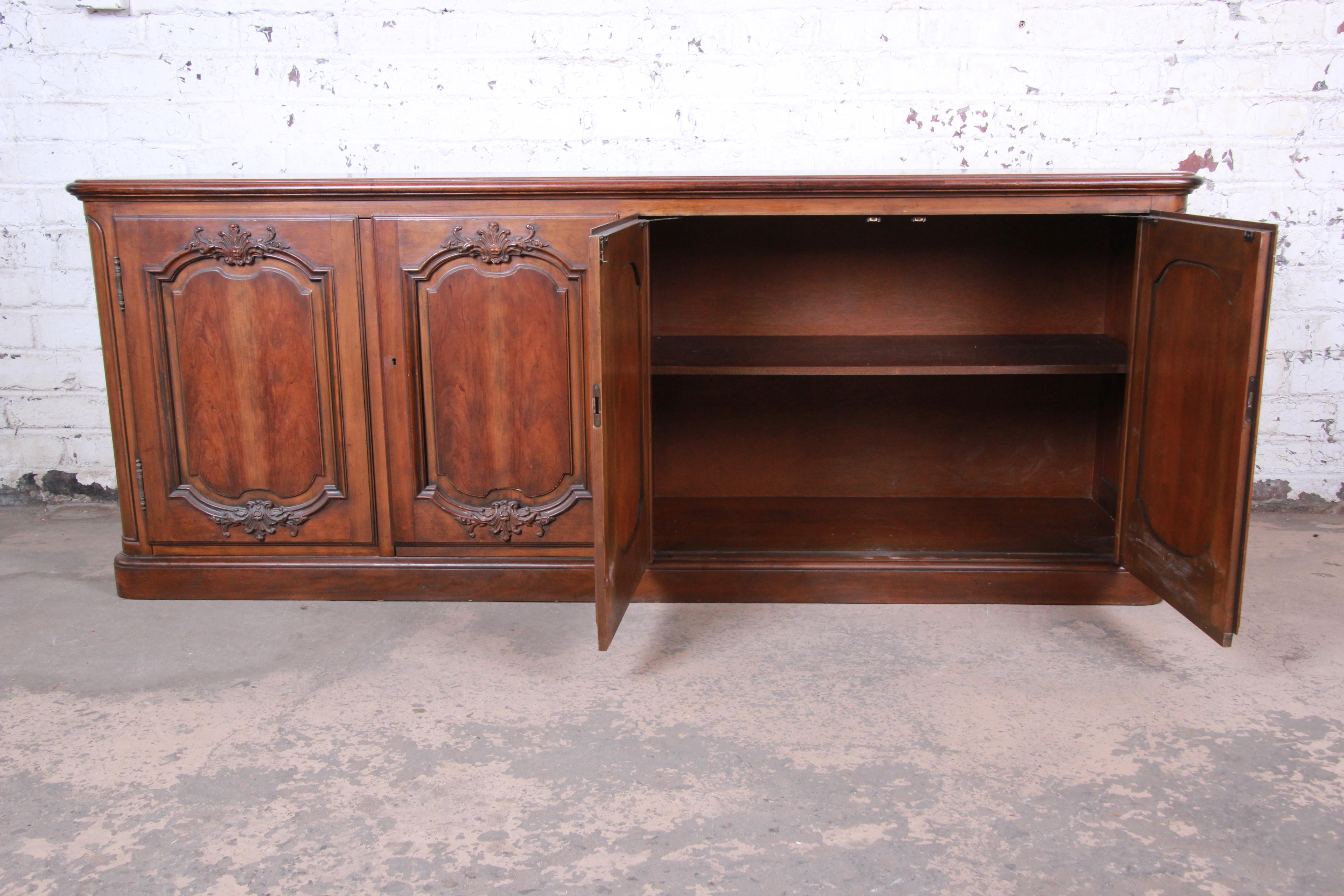 20th Century Baker Furniture French Country Cherry Wood Sideboard Credenza or Bar Cabinet