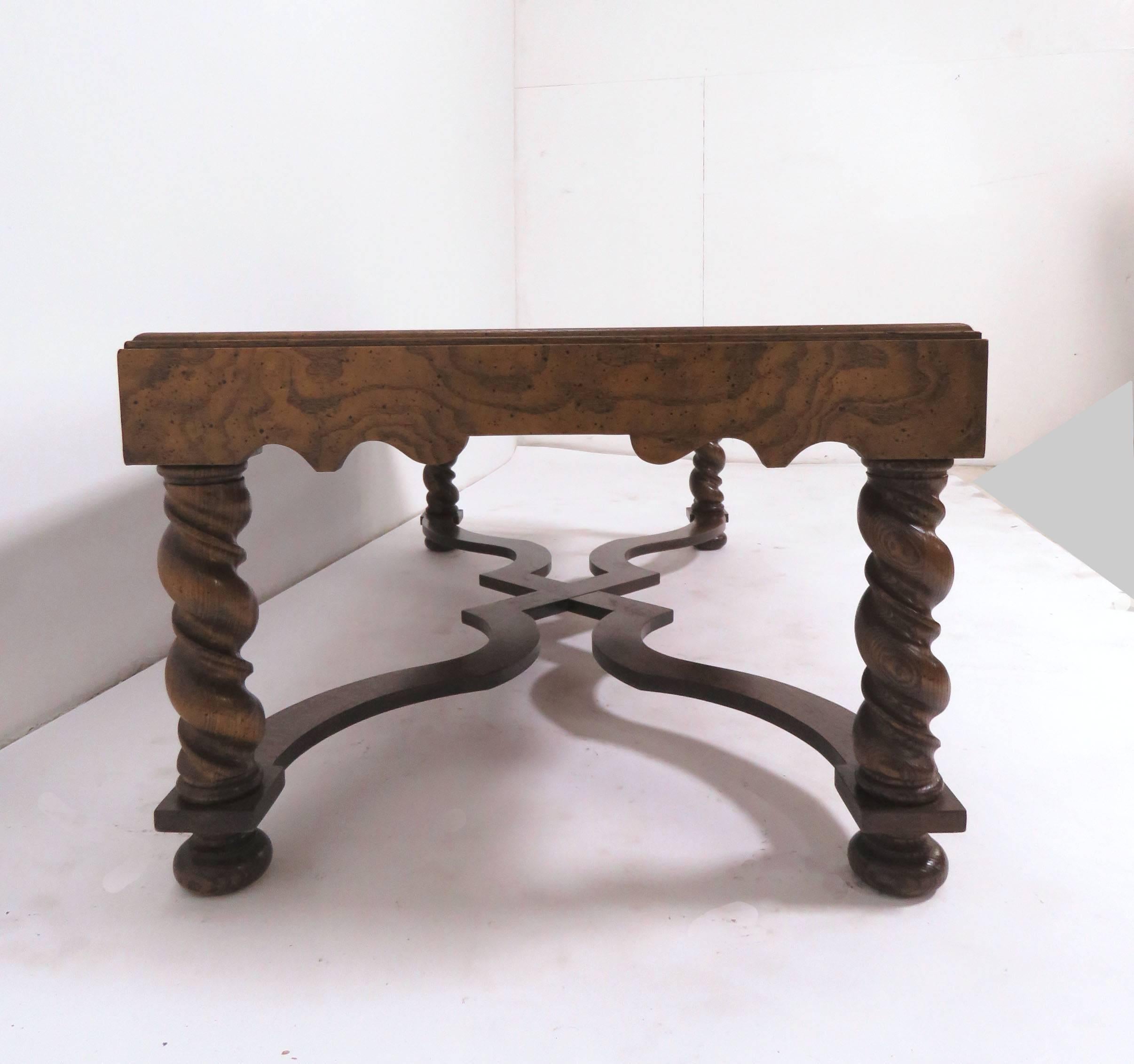 Baker Furniture French Country Coffee Table with Parquetry Top and Carved Legs 3