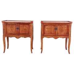 Baker Furniture French Country Fruitwood Nightstands, Pair