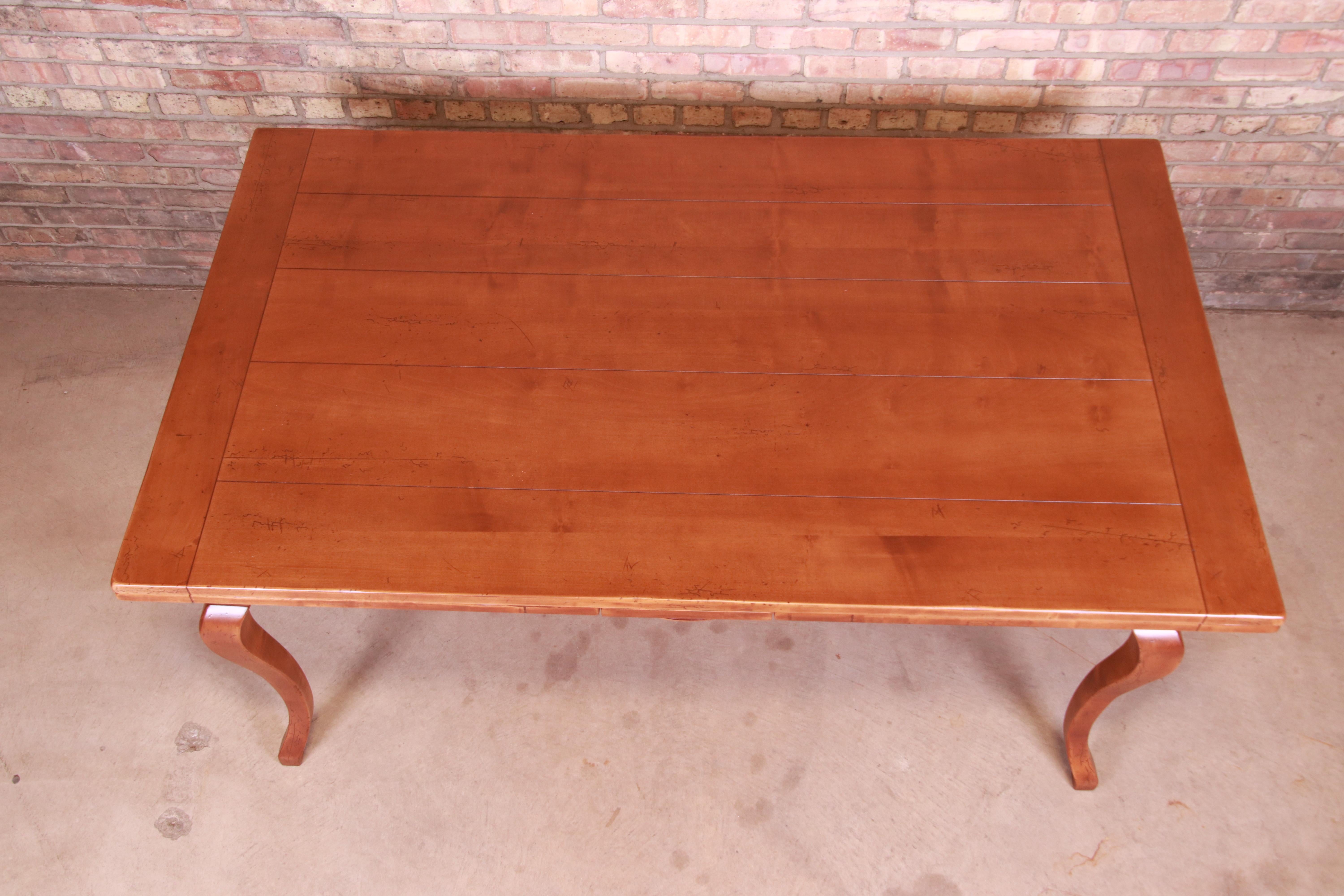 Baker Furniture French Country Harvest Farm Table, Newly Refinished For Sale 3