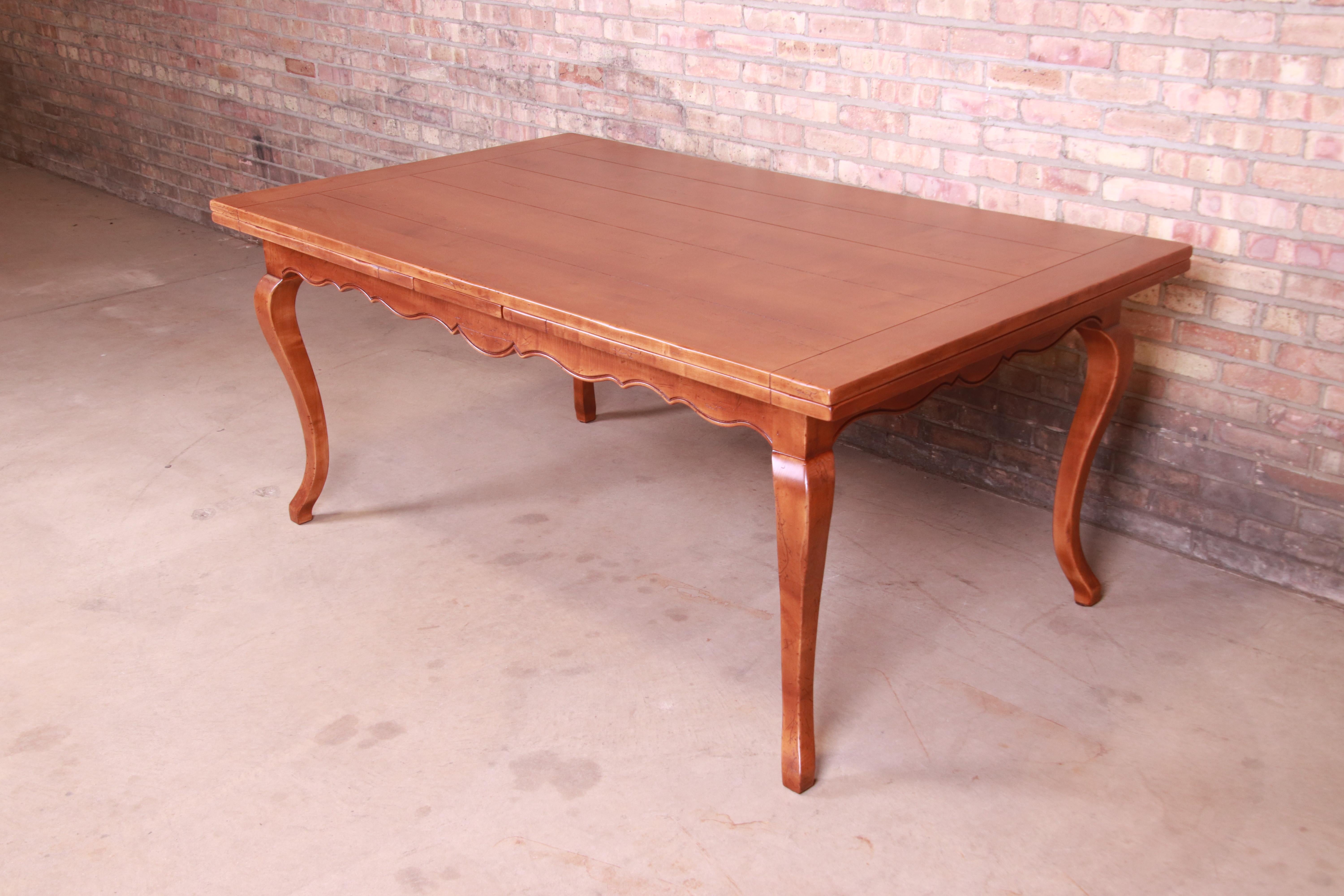 Late 20th Century Baker Furniture French Country Harvest Farm Table, Newly Refinished For Sale