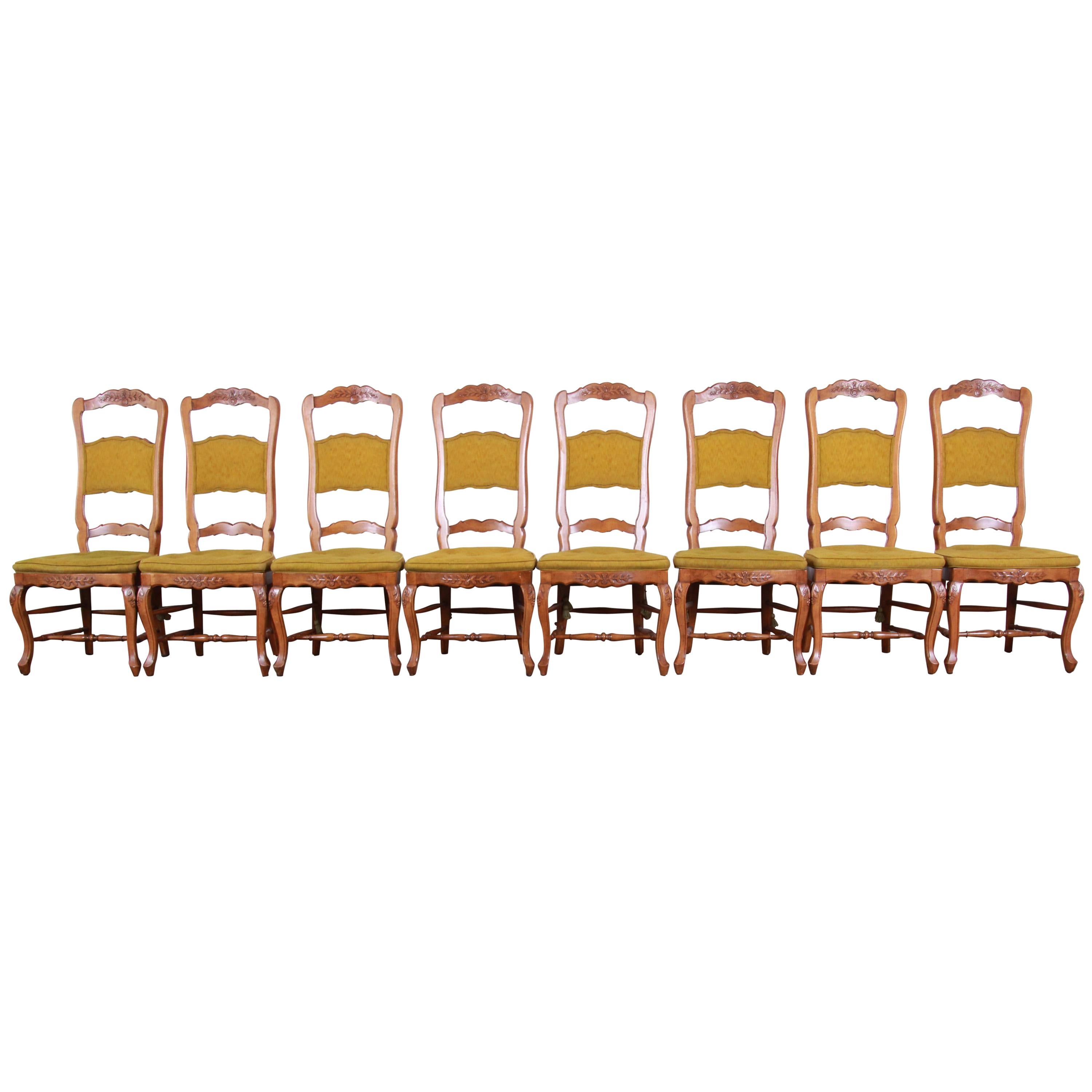 Baker Furniture French Country High Back Dining Chairs, Set of Eight