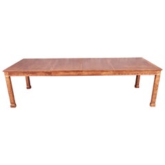 Baker Furniture French Empire Burl and Brass Extension Dining Table, Restored