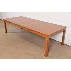 Baker Furniture French Empire Burl Wood and Brass Dining Table, Refinished