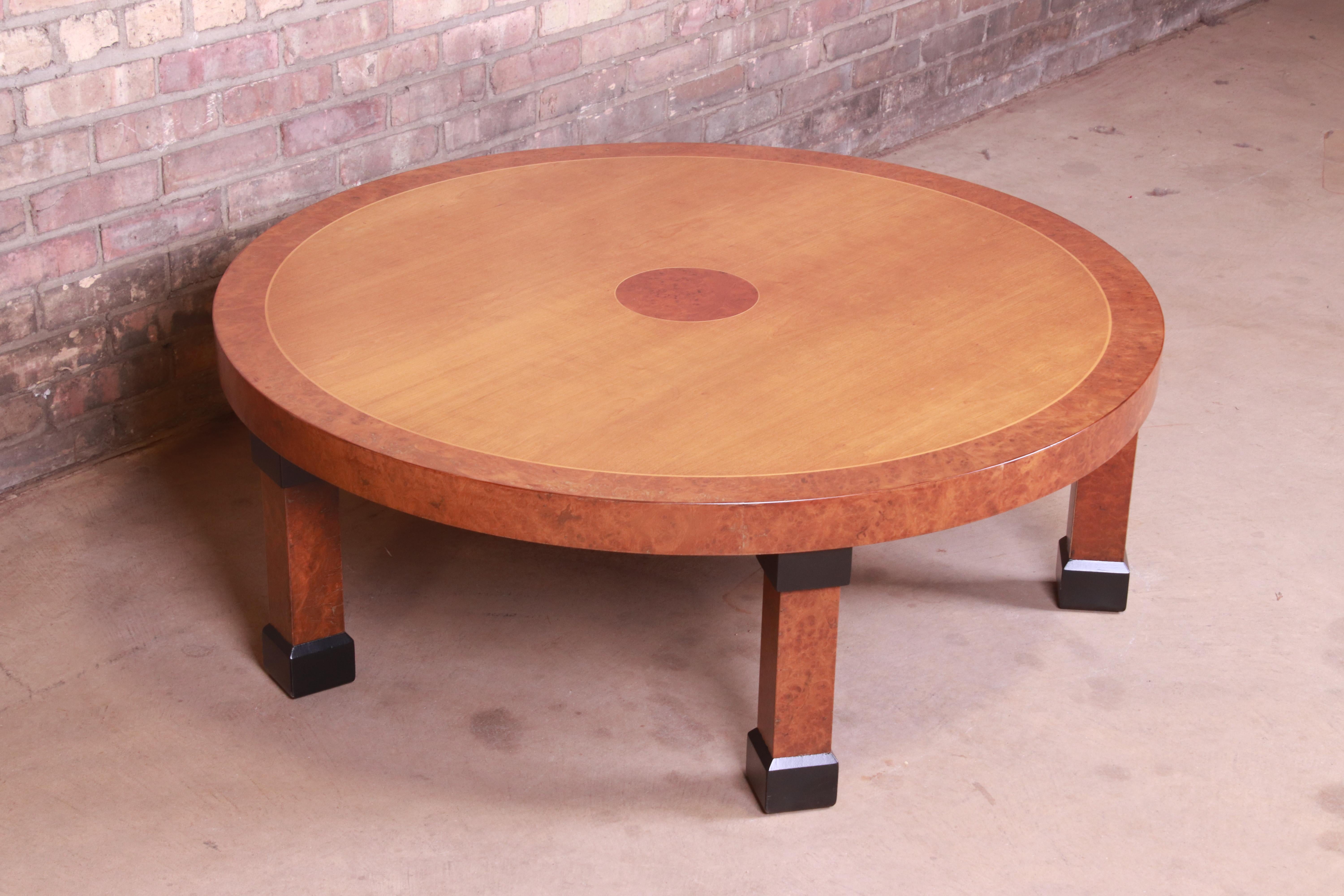 20th Century Baker Furniture French Empire Burled Walnut and Cherrywood Cocktail Table