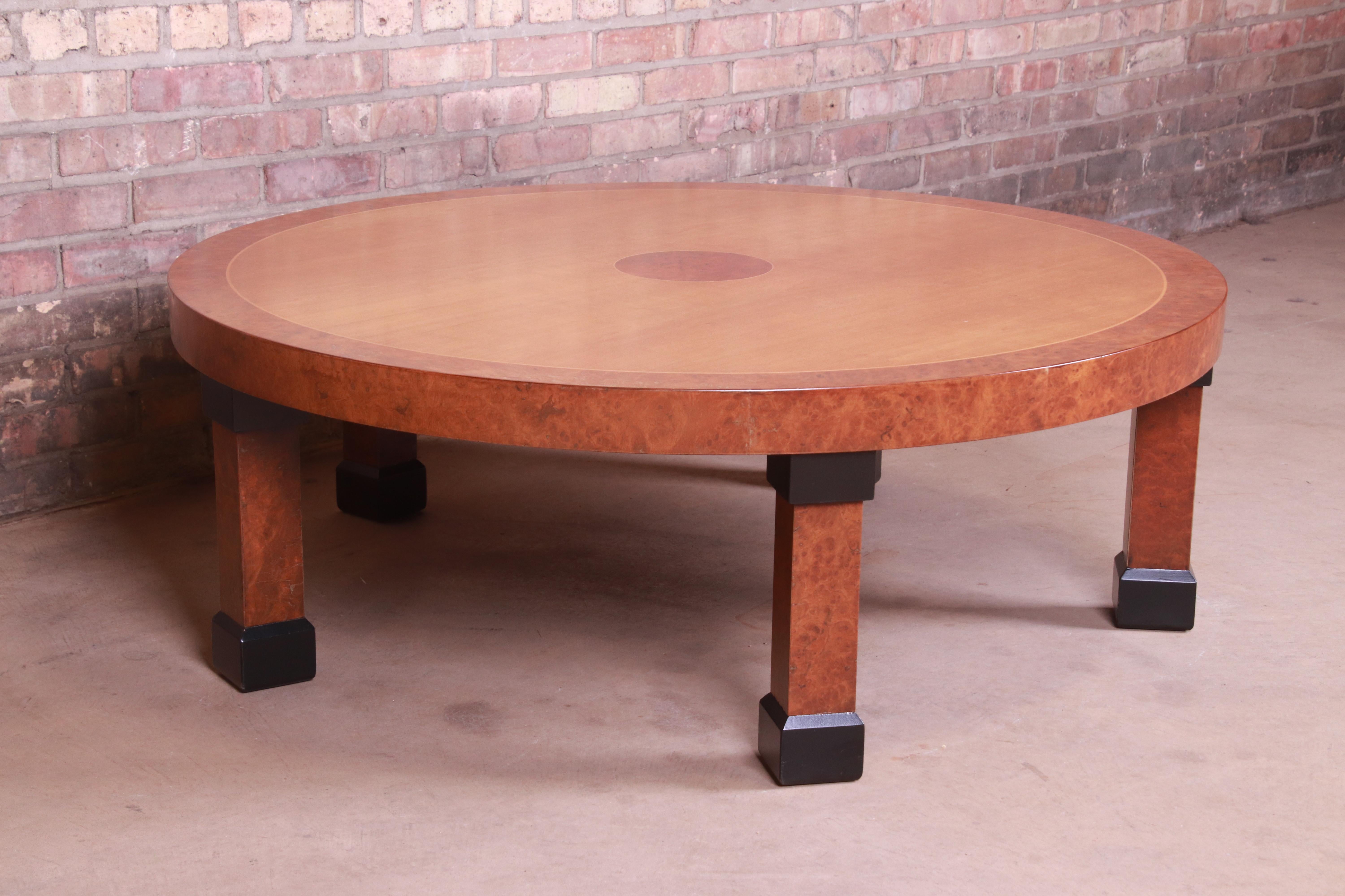 Baker Furniture French Empire Burled Walnut and Cherrywood Cocktail Table 1