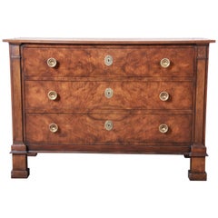 Baker Furniture French Empire Burled Walnut Bachelor Chest or Commode