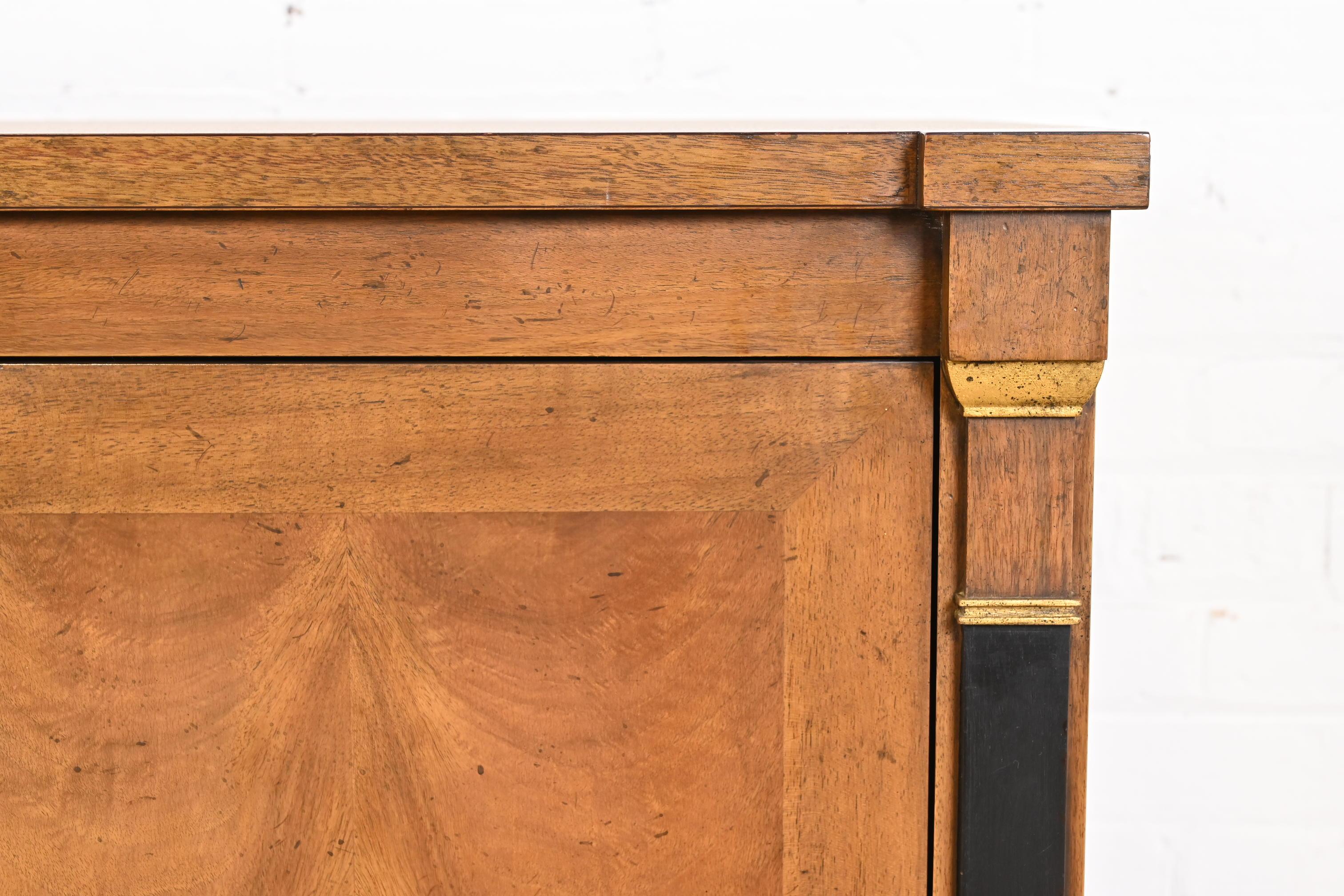 Baker Furniture French Empire Burled Walnut Sideboard or Bar Cabinet 6