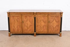 Baker Furniture French Empire Burled Walnut Sideboard or Bar Cabinet