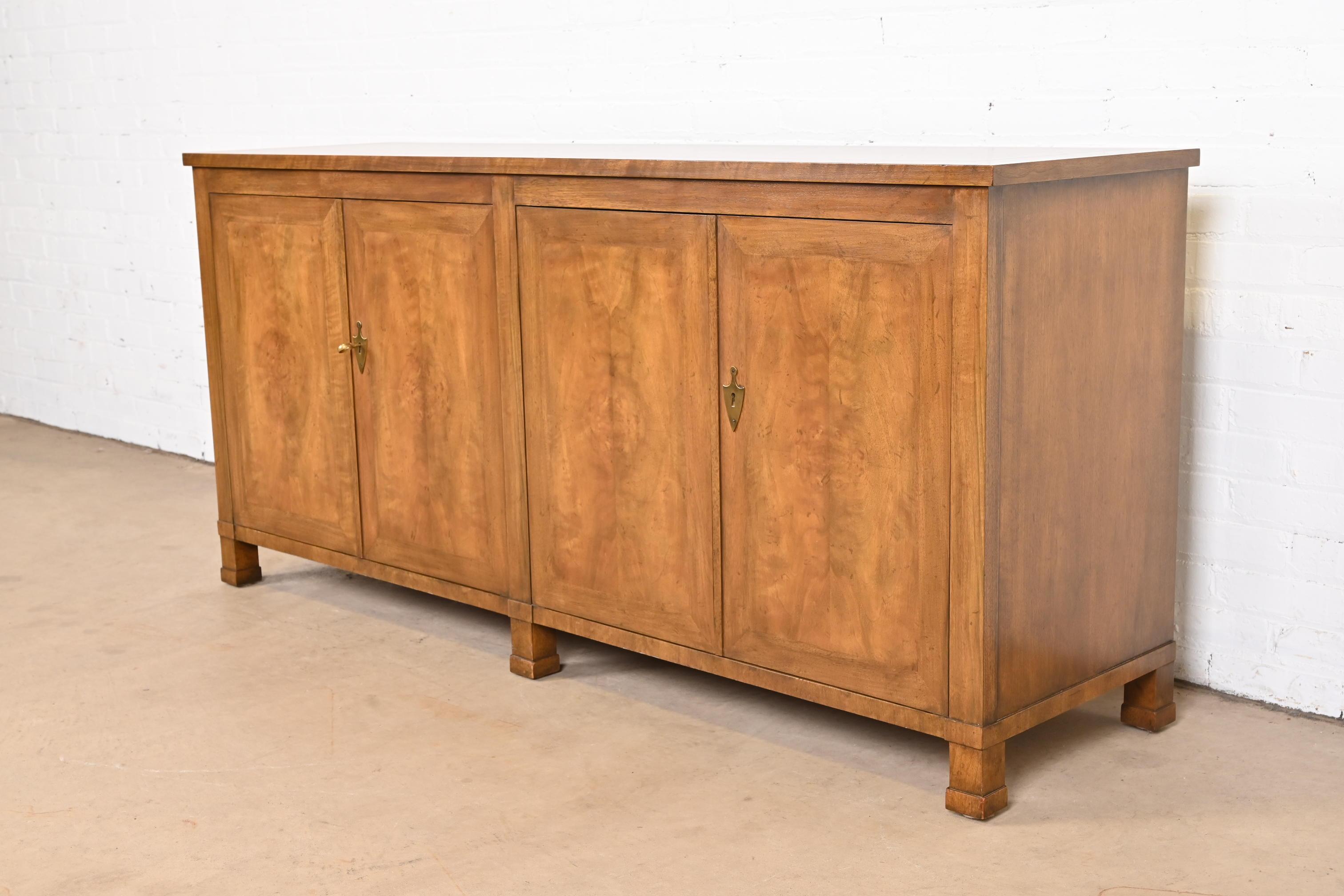 Baker Furniture French Empire Burled Walnut Sideboard or Bar Cabinet In Good Condition In South Bend, IN