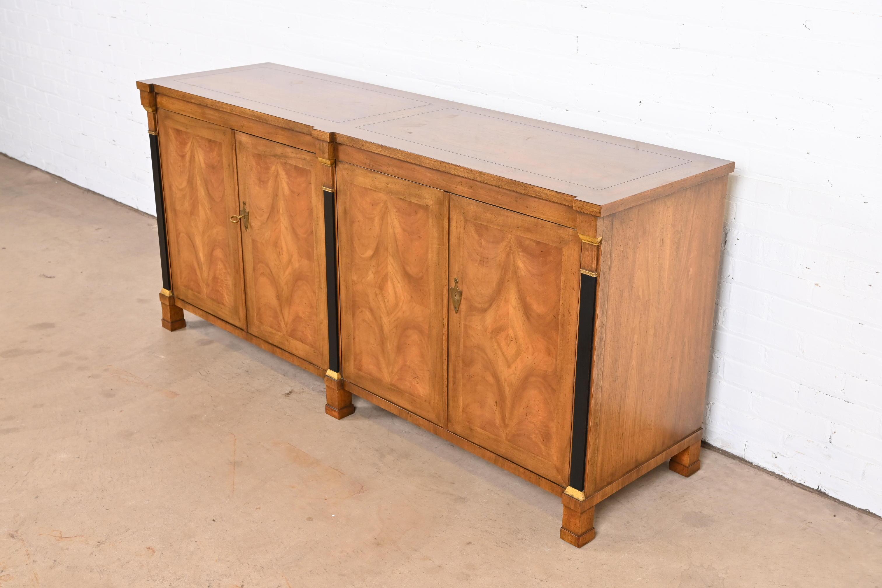 Mid-20th Century Baker Furniture French Empire Burled Walnut Sideboard or Bar Cabinet
