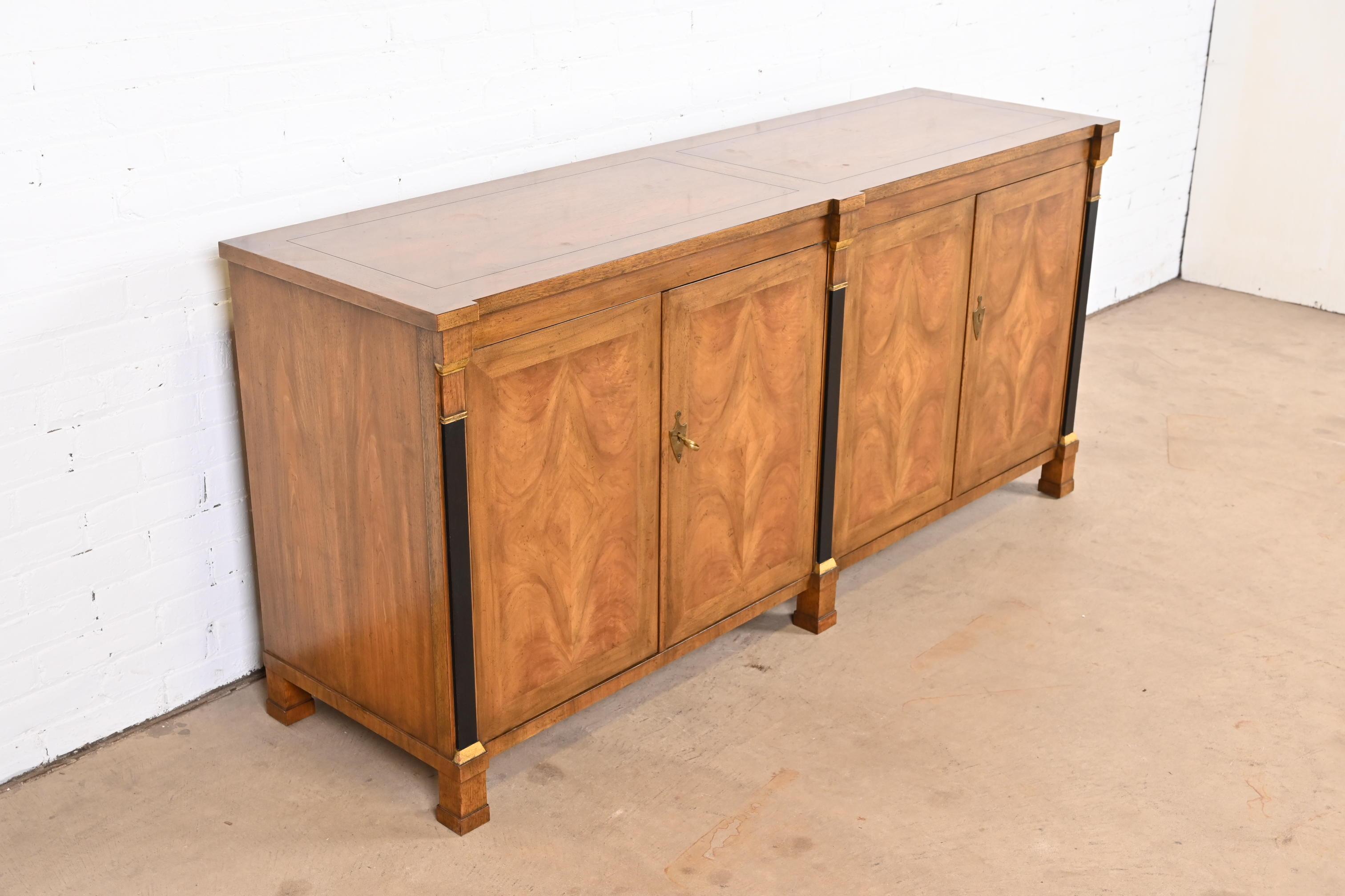 Baker Furniture French Empire Burled Walnut Sideboard or Bar Cabinet 1