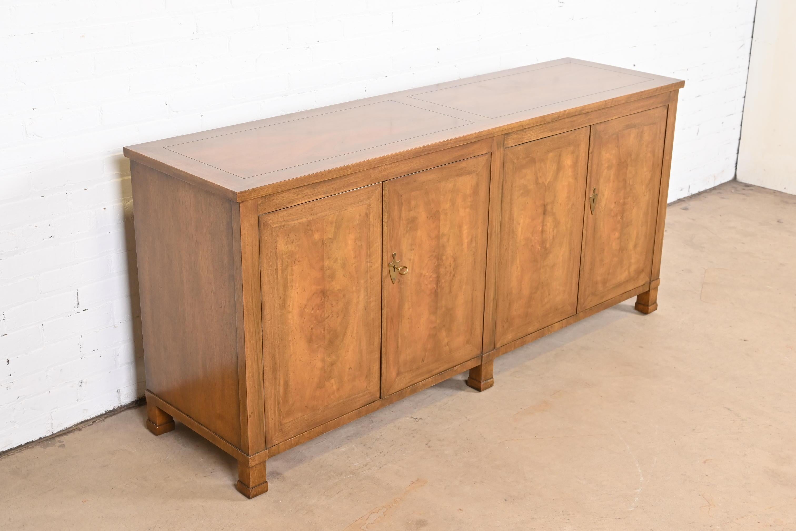 Baker Furniture French Empire Burled Walnut Sideboard or Bar Cabinet 1