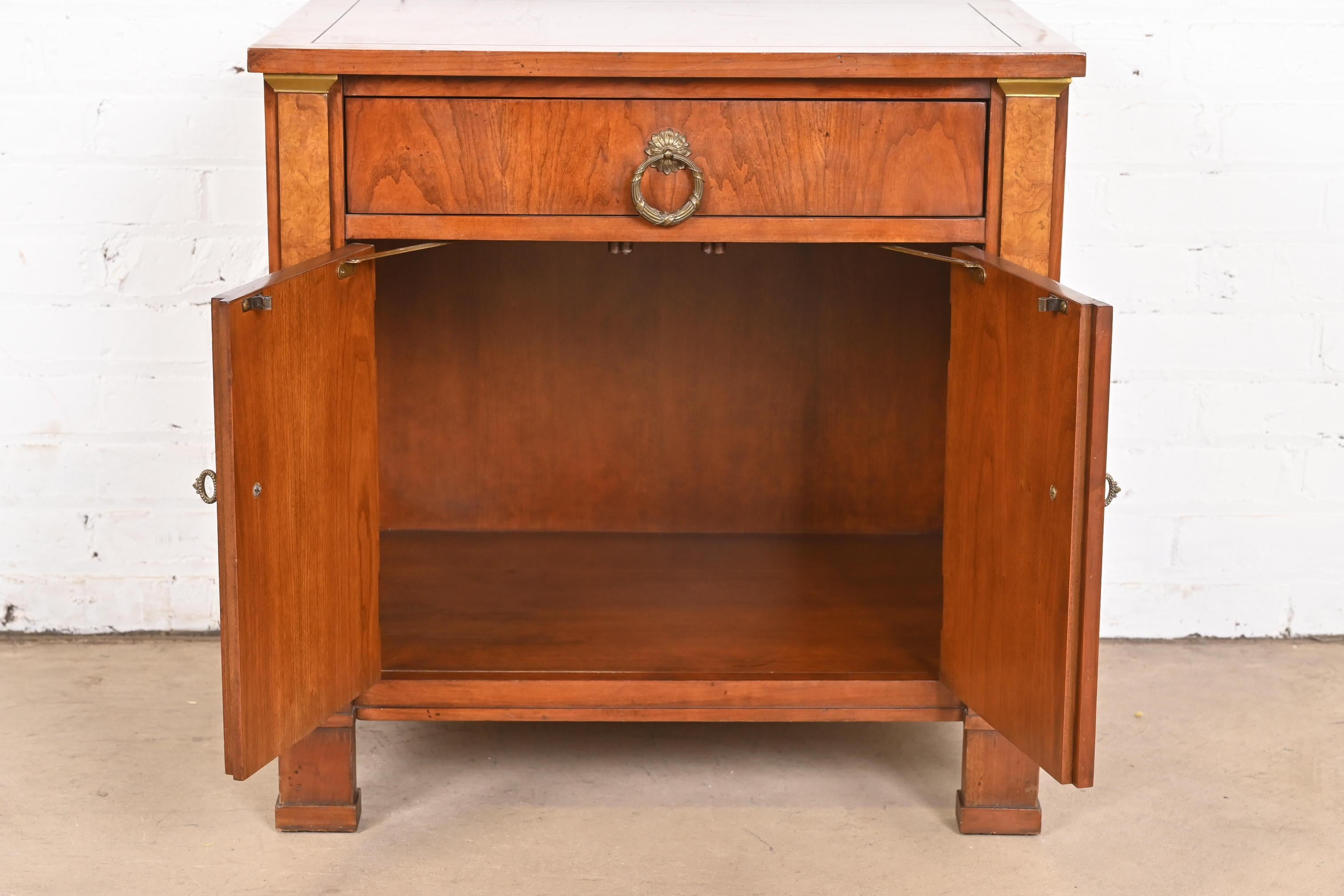 Baker Furniture French Empire Cherry and Burl Wood Nightstand 2