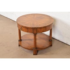 Baker Furniture French Empire Cherry and Burl Wood Tea Table, Circa 1960s