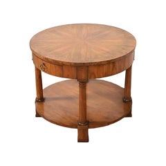 Baker Furniture French Empire Cherry and Burl Wood Tea Table, Circa 1960s