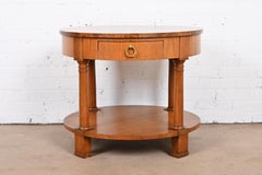 Baker Furniture French Empire Cherry and Burl Wood Tea Table with Starburst Top