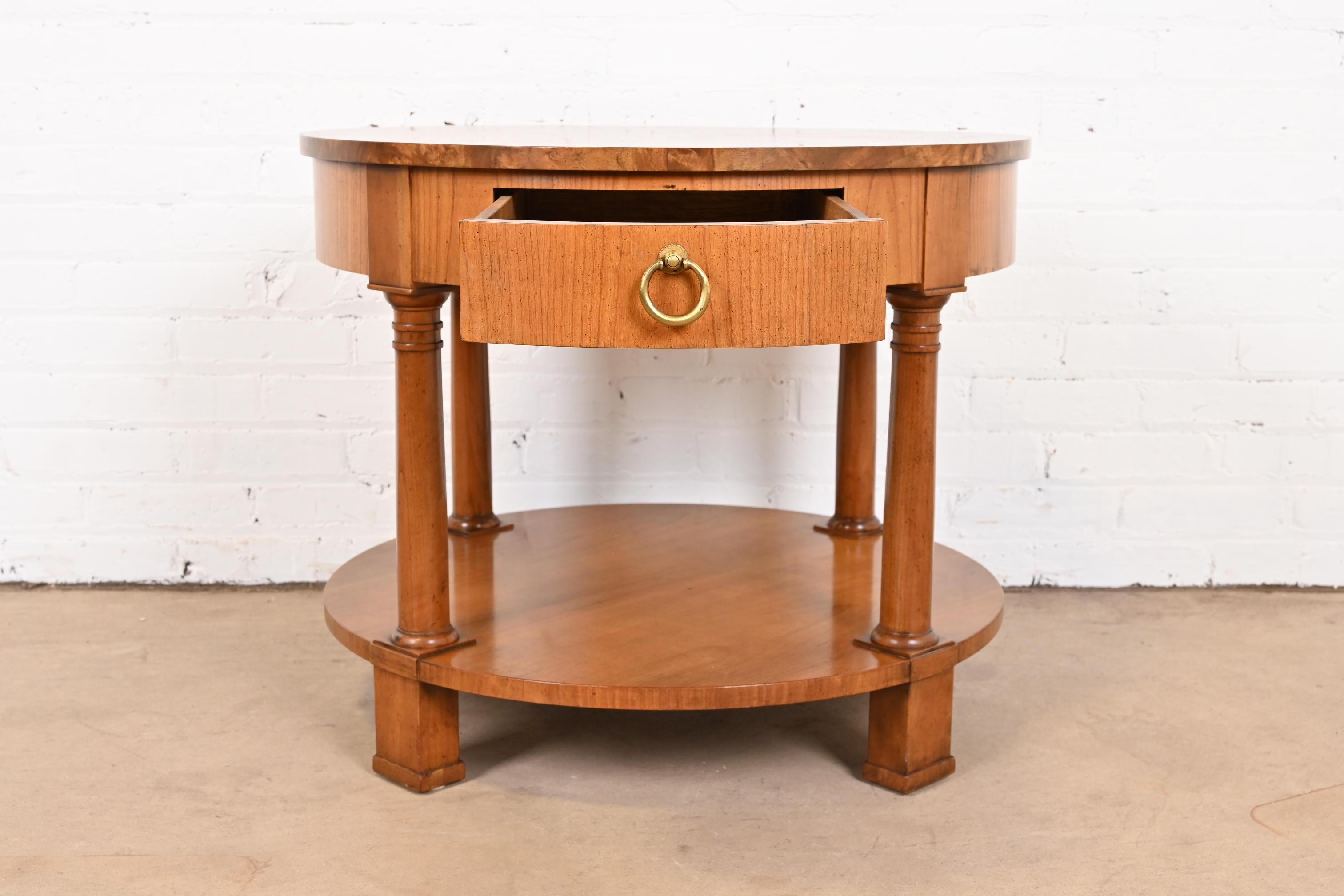 Baker Furniture French Empire Cherry and Burl Wood Tea Table with Starburst Top 3