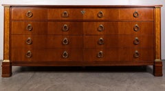 Baker Furniture French Empire Cherry & Burl Wood 9-Drawer Commode