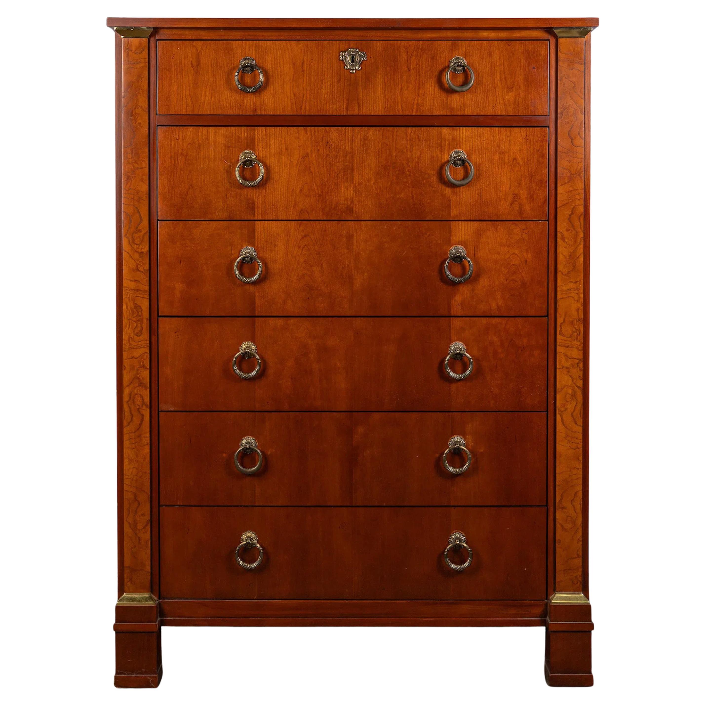 Baker Furniture French Empire Cherry
Burl Wood Chest of Drawers
