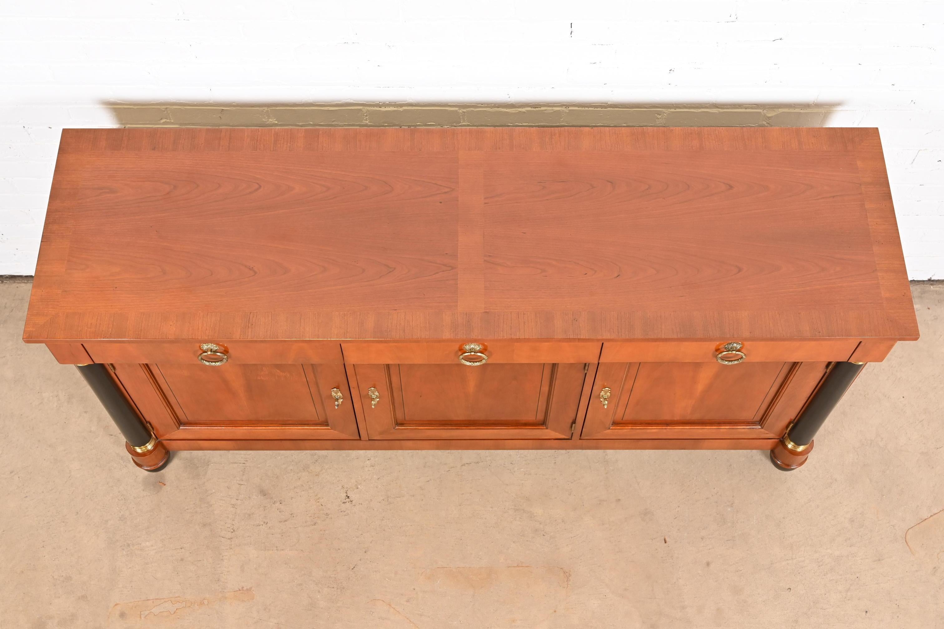 Baker Furniture French Empire Cherry Wood and Parcel Ebonized Sideboard Credenza For Sale 7