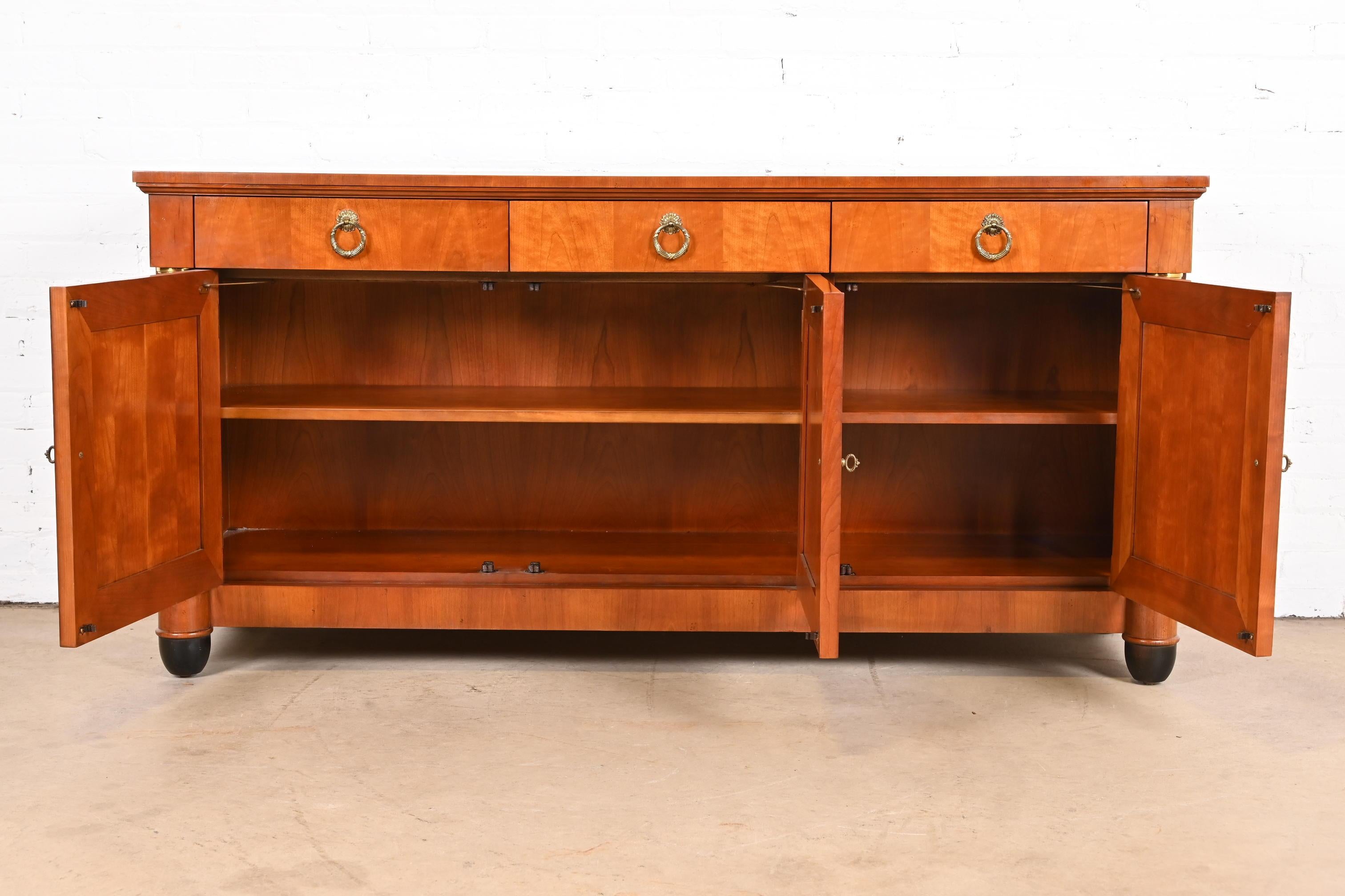 Baker Furniture French Empire Cherry Wood and Parcel Ebonized Sideboard Credenza For Sale 2