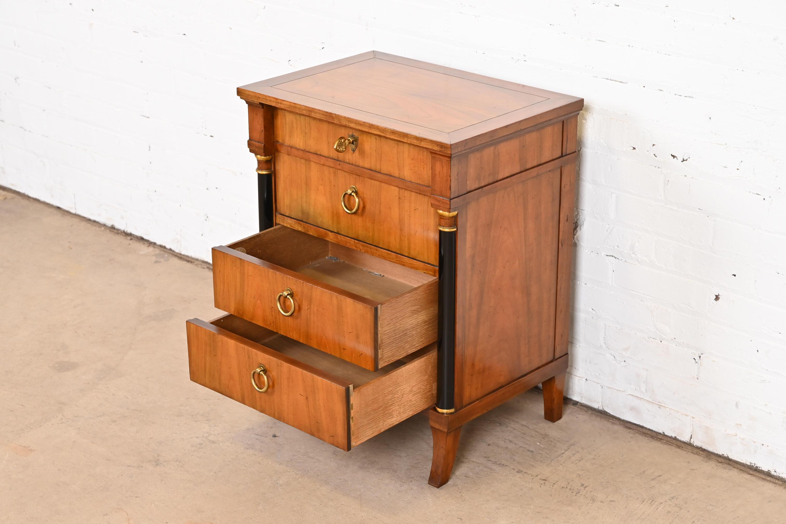 Baker Furniture French Empire Cherry Wood Bachelor Chest or Nightstand, 1960s For Sale 4