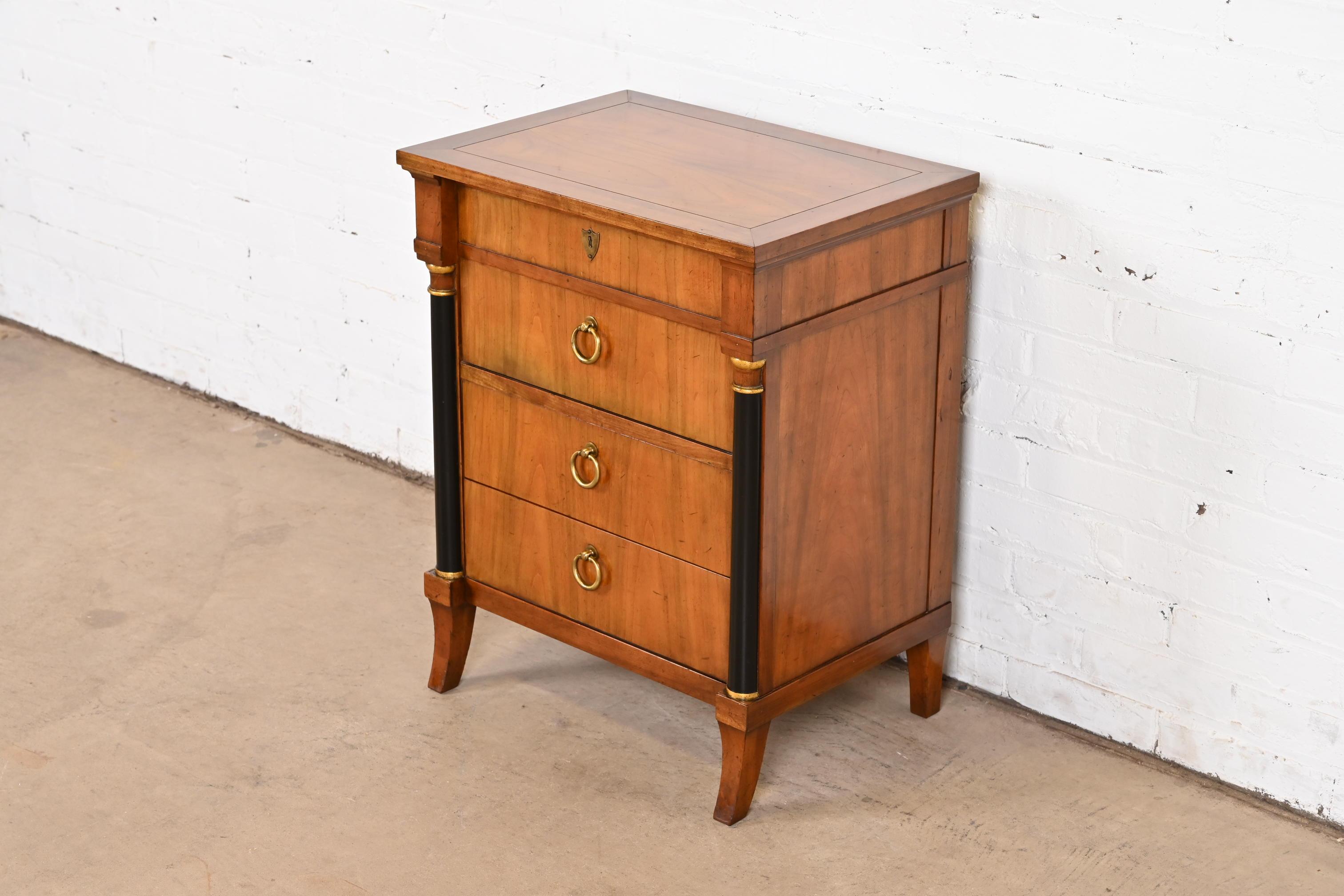 American Baker Furniture French Empire Cherry Wood Bachelor Chest or Nightstand, 1960s For Sale