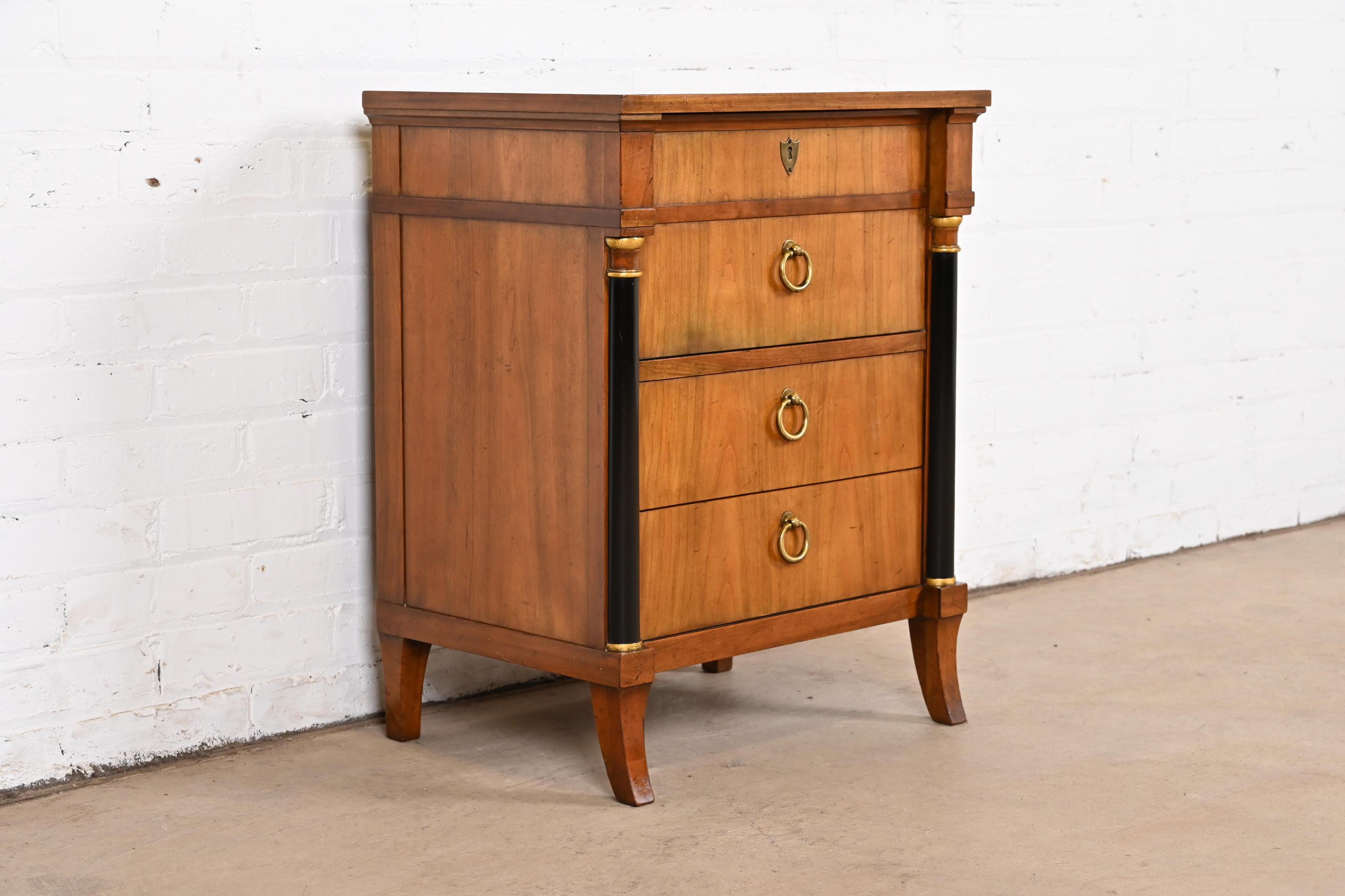 Baker Furniture French Empire Cherry Wood Bachelor Chest or Nightstand, 1960s In Good Condition For Sale In South Bend, IN