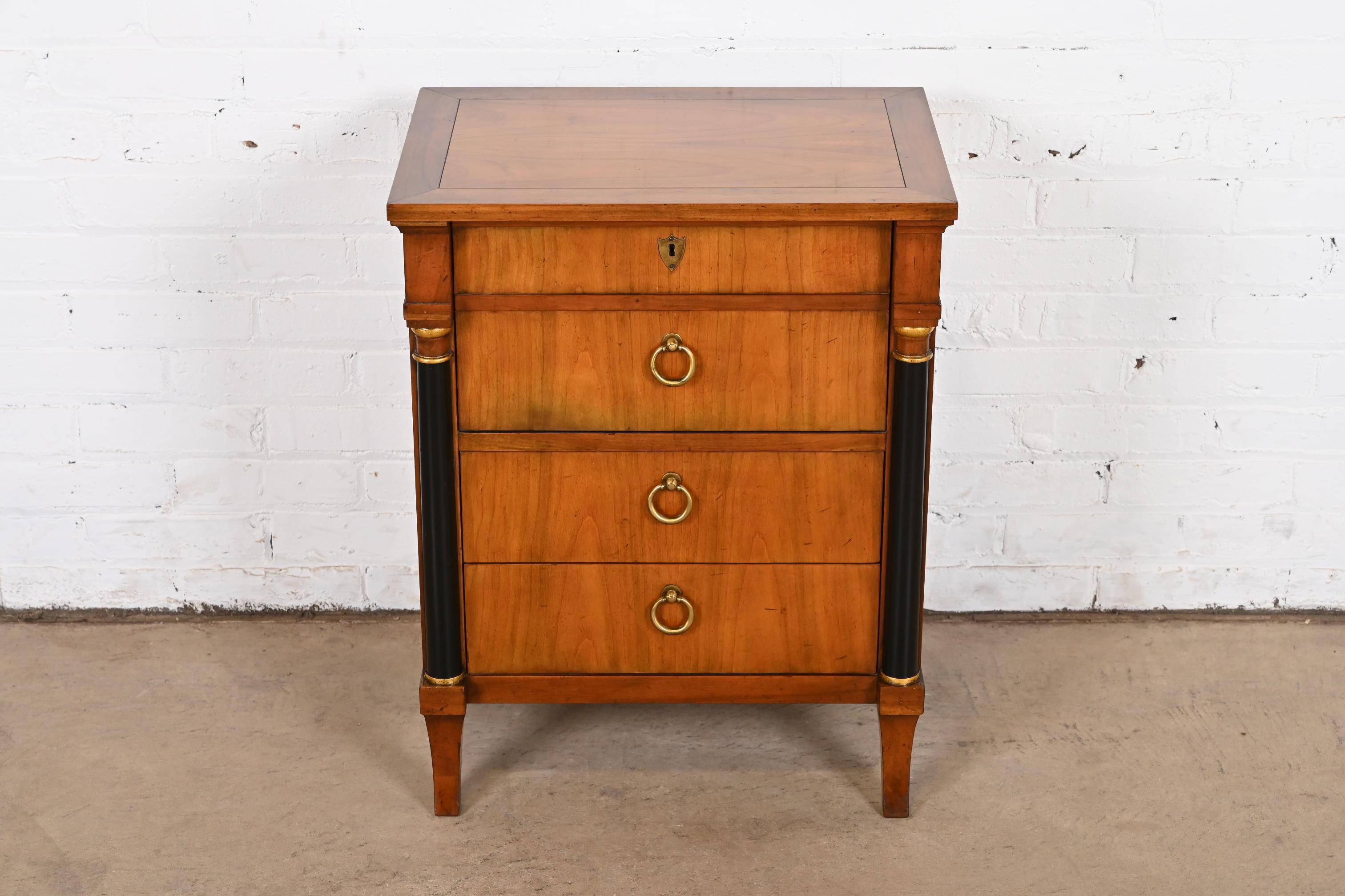Baker Furniture French Empire Cherry Wood Bachelor Chest or Nightstand, 1960s For Sale 1