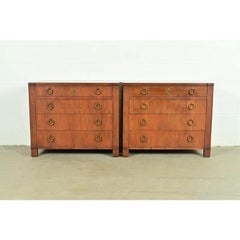 Baker Furniture French Empire Cherry Wood Dressers or Chests of Drawers, Pair
