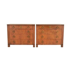 Baker Furniture French Empire Cherry Wood Dressers or Chests of Drawers, Pair
