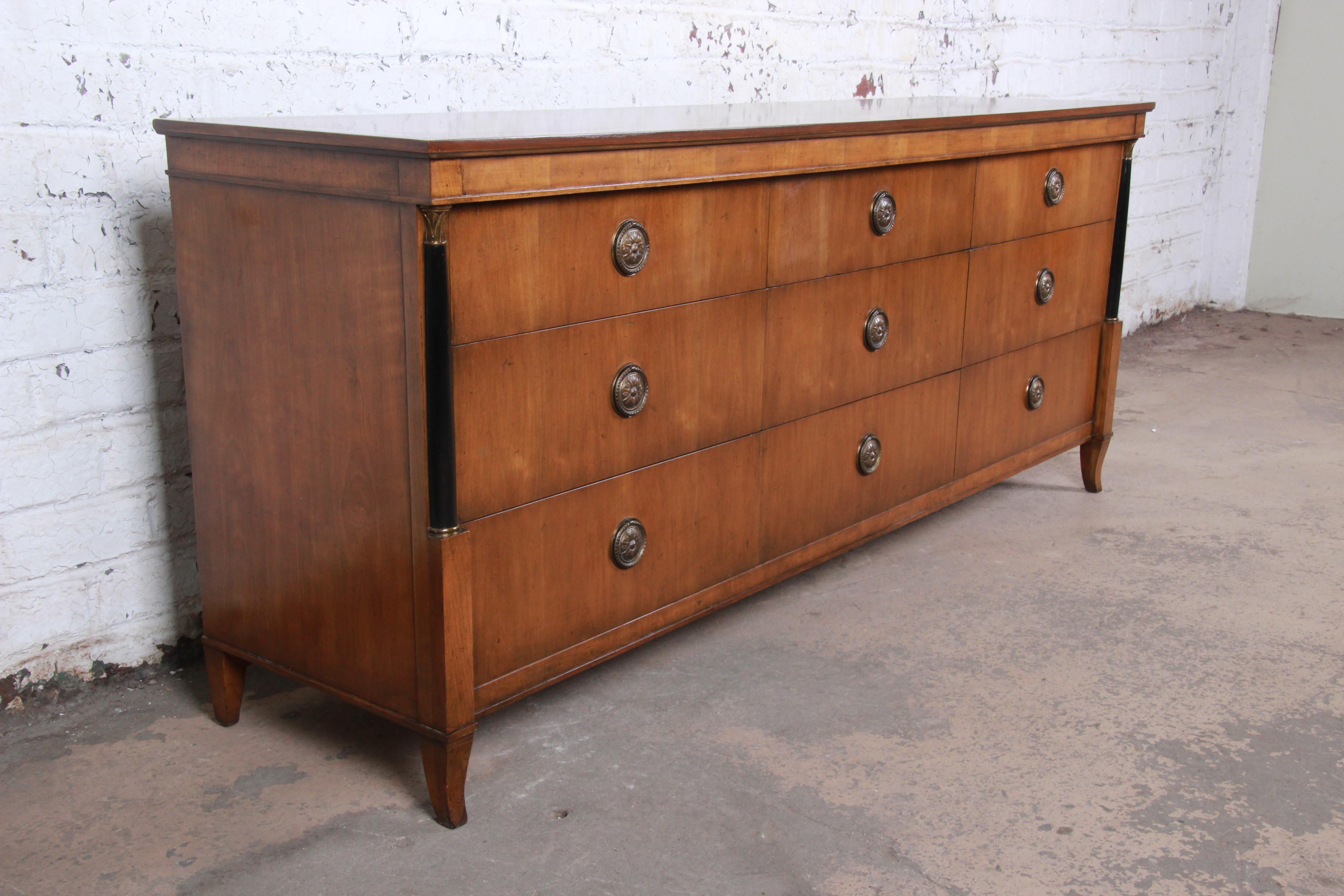 American Baker Furniture French Empire Cherrywood Triple Dresser or Credenza