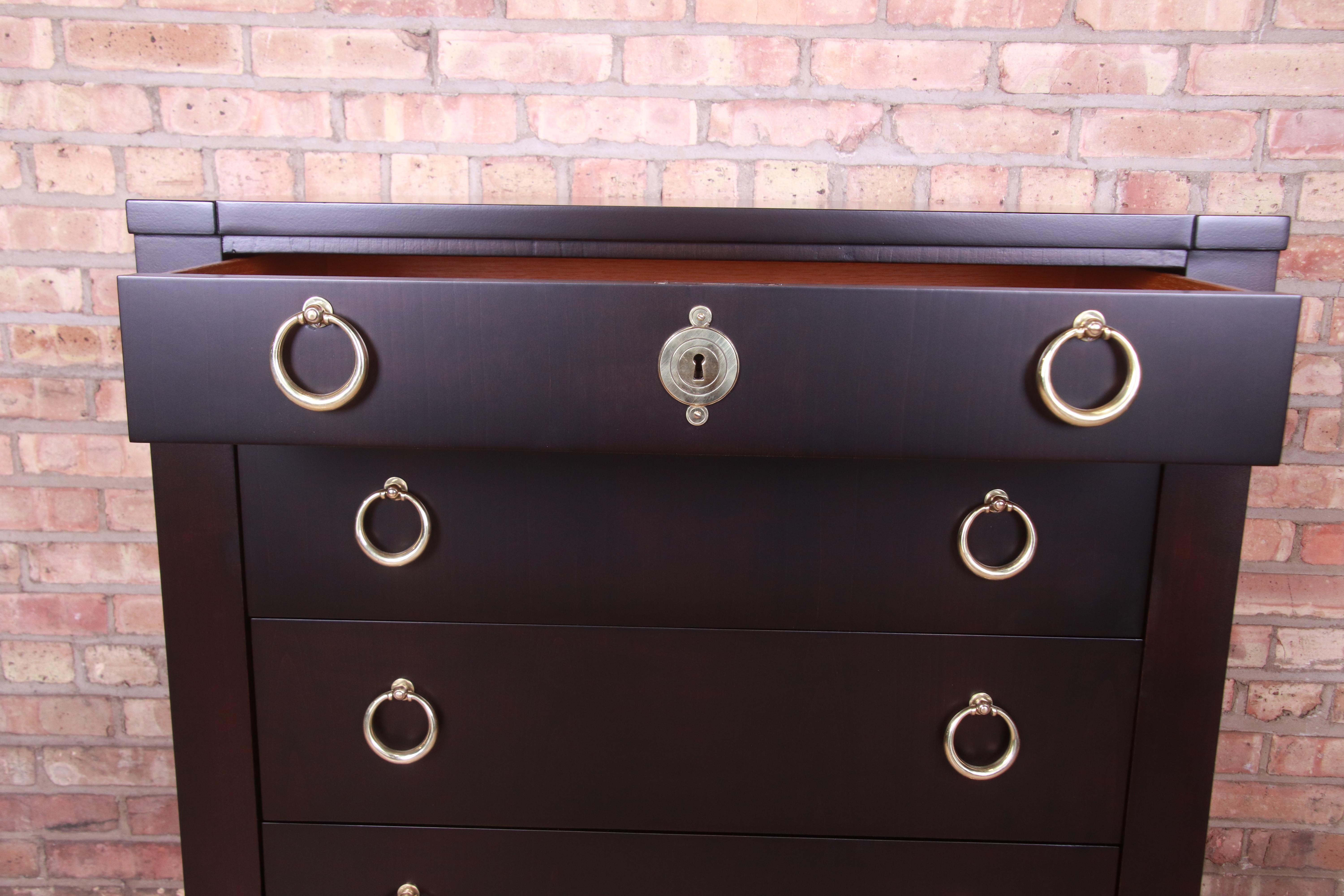 Baker Furniture French Empire Ebonized Highboy Dresser, Newly Refinished 1