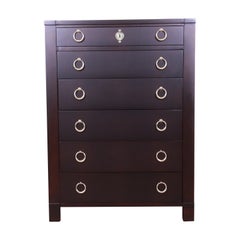 Baker Furniture French Empire Ebonized Highboy Dresser, Newly Refinished