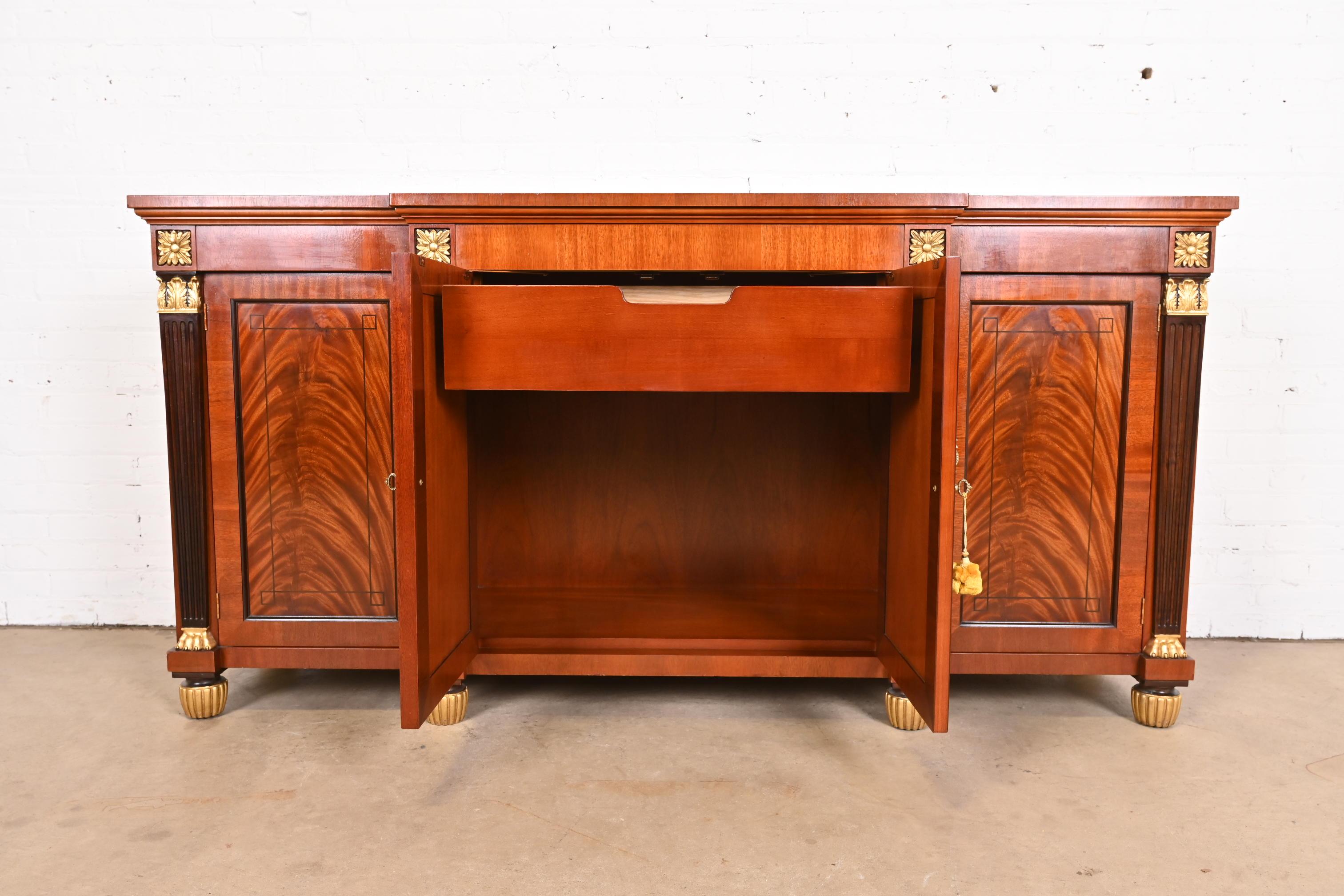 Baker Furniture French Empire Flame Mahogany Sideboard or Bar Cabinet For Sale 4