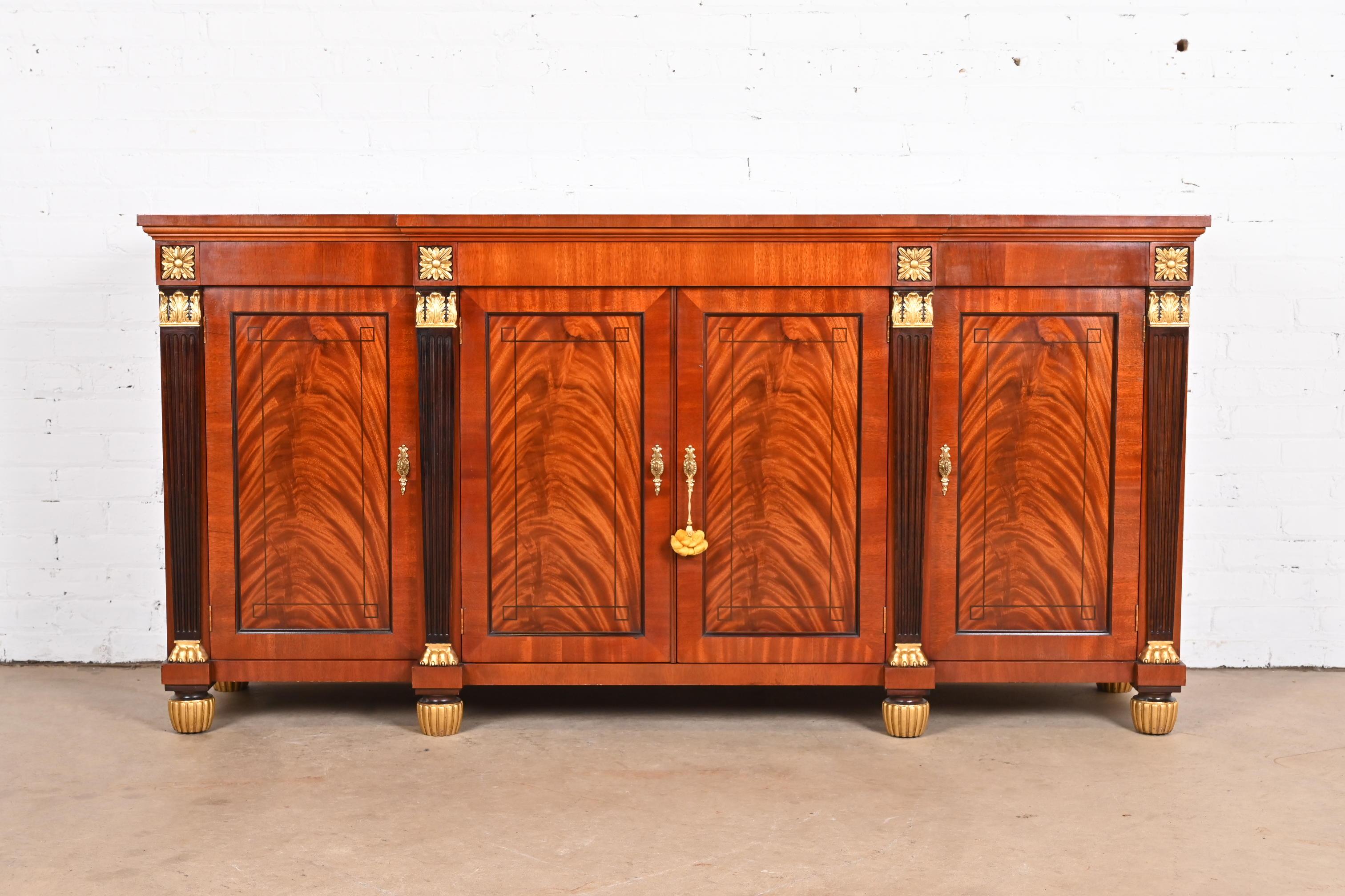 American Baker Furniture French Empire Flame Mahogany Sideboard or Bar Cabinet For Sale