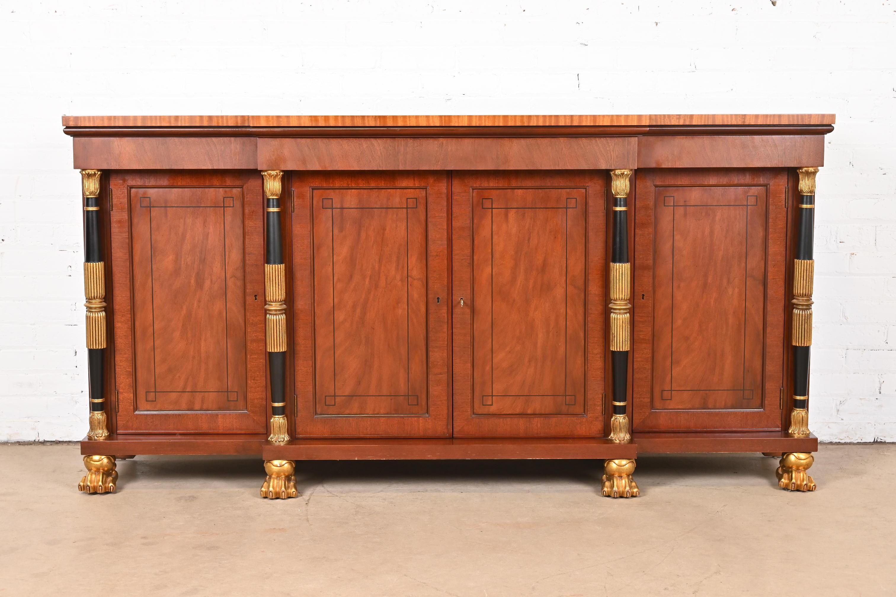 American Baker Furniture French Empire Flame Mahogany Sideboard or Bar Cabinet