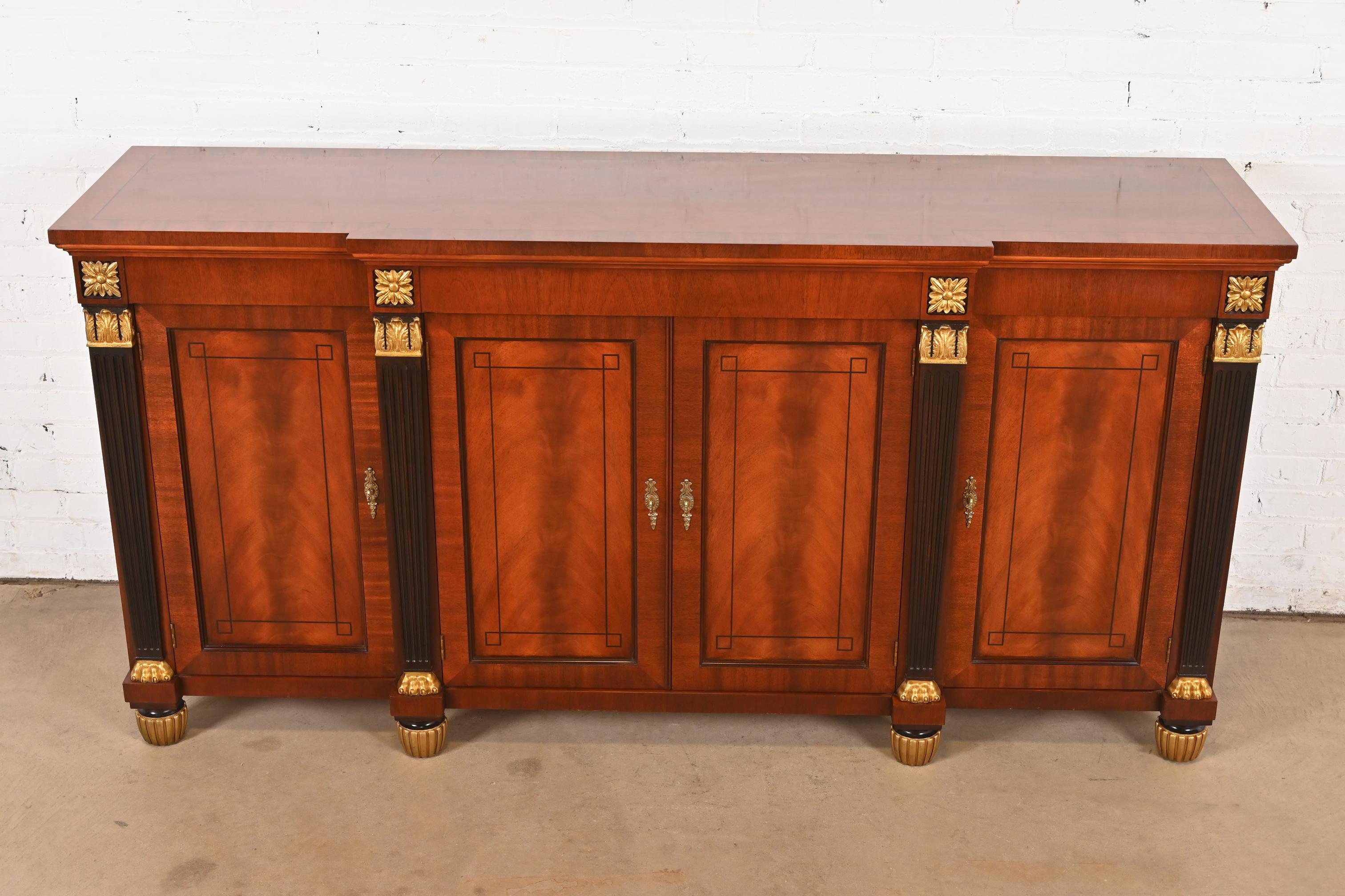 Luigi XVI Baker Furniture - Credenza o mobile bar in mogano a fiamma francese Empire Furniture in vendita