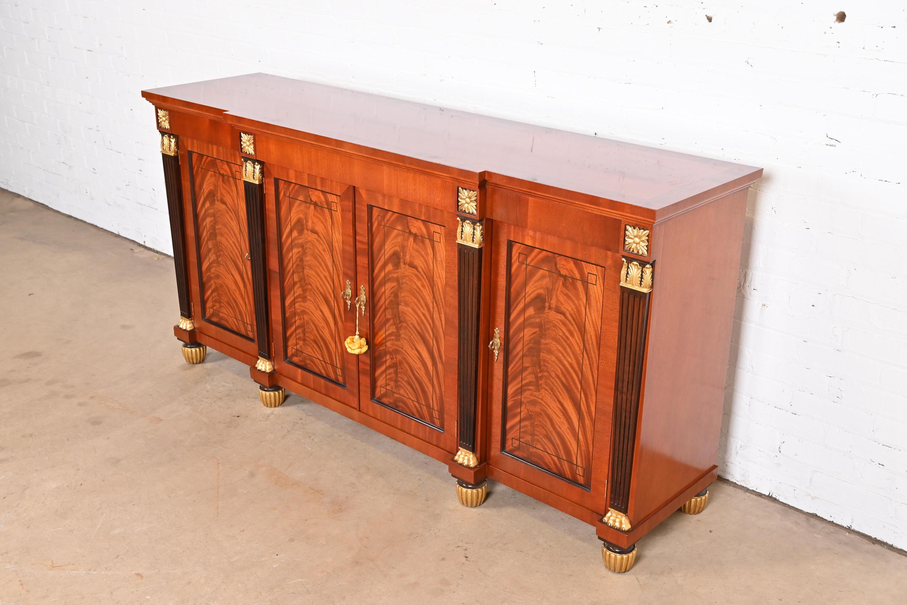 Baker Furniture French Empire Flame Mahogany Sideboard or Bar Cabinet In Good Condition For Sale In South Bend, IN