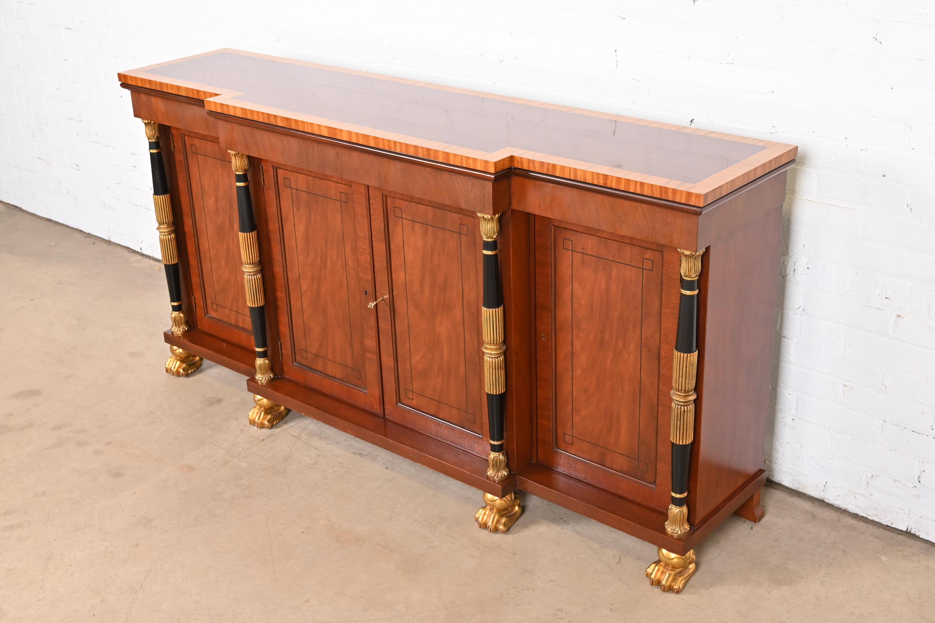 Baker Furniture French Empire Flame Mahogany Sideboard or Bar Cabinet In Good Condition In South Bend, IN