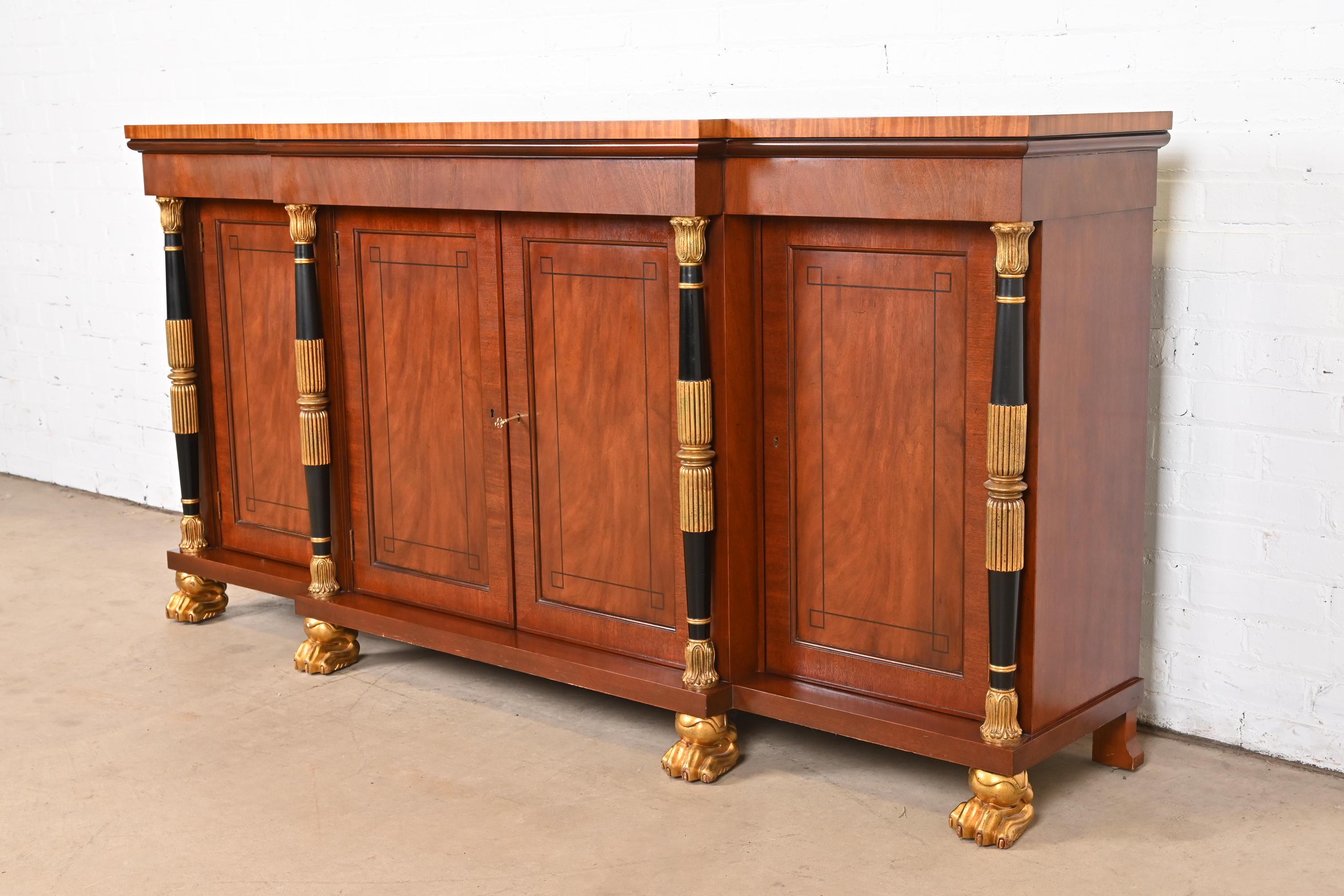 20th Century Baker Furniture French Empire Flame Mahogany Sideboard or Bar Cabinet
