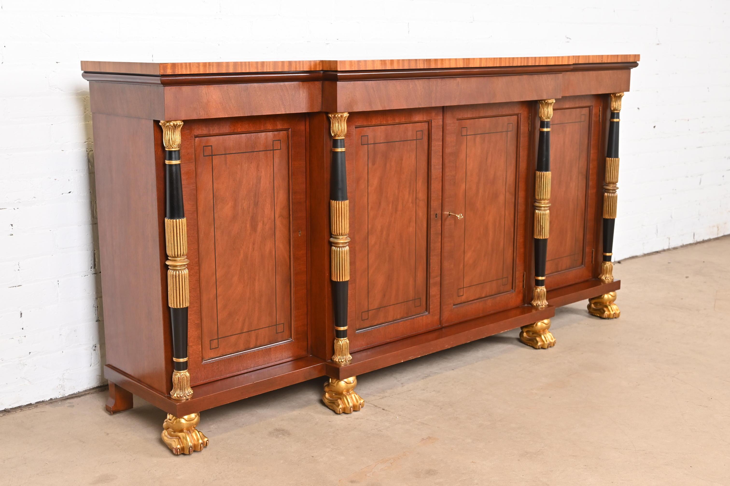 Baker Furniture French Empire Flame Mahogany Sideboard or Bar Cabinet 1