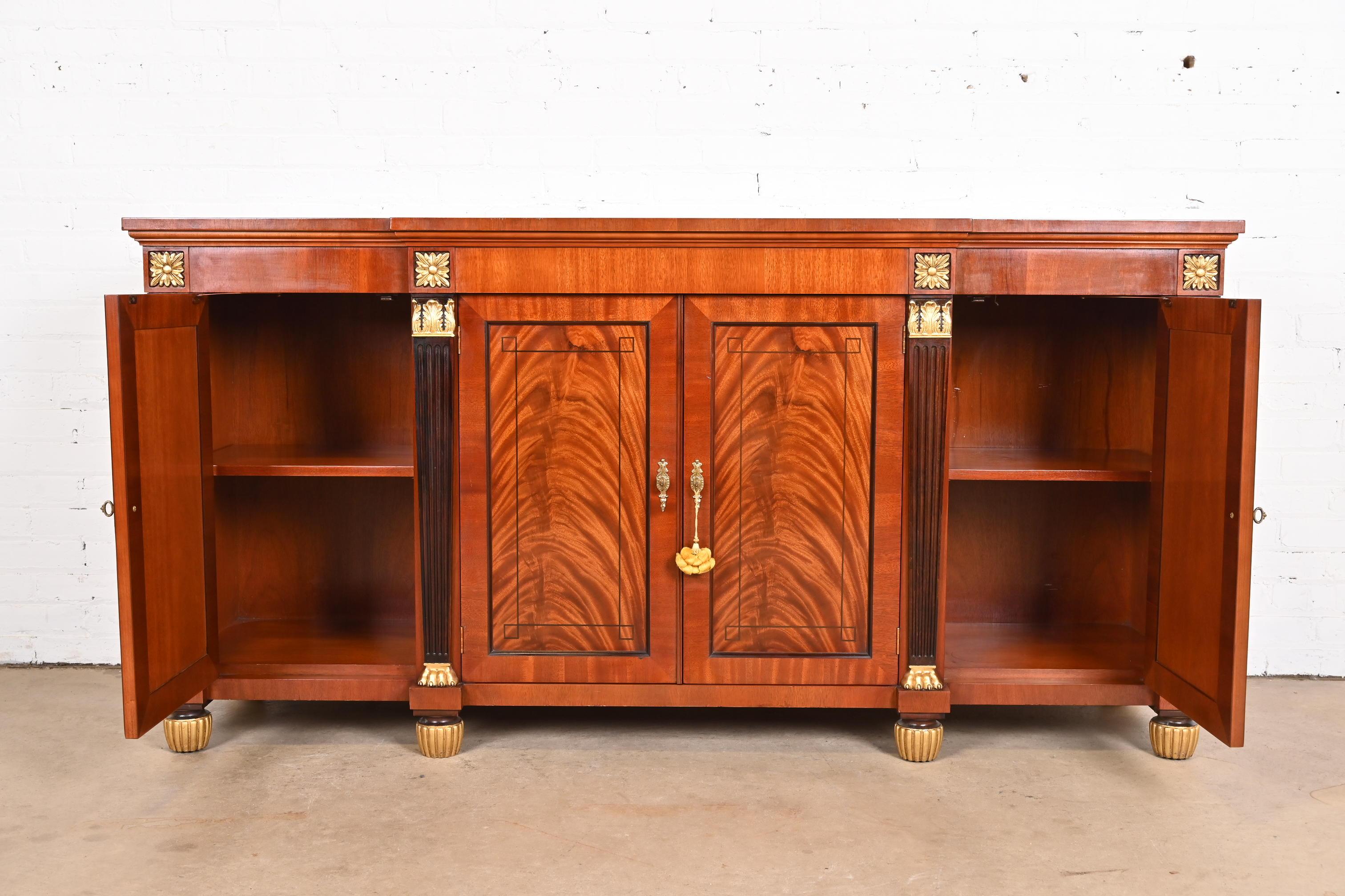 Baker Furniture French Empire Flame Mahogany Sideboard or Bar Cabinet For Sale 2