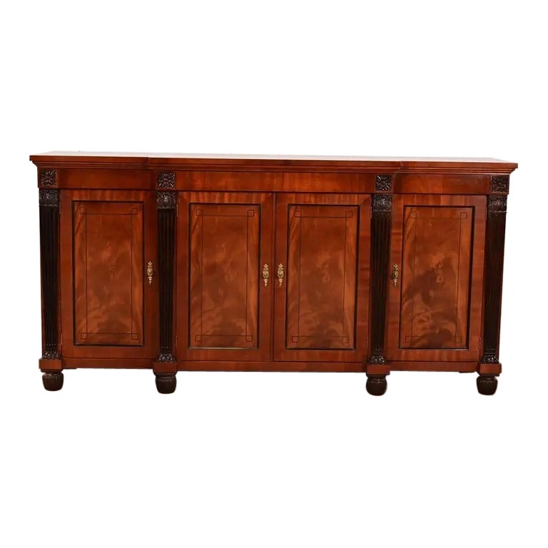 Baker Furniture French Empire Flame Mahogany Sideboard or Bar Cabinet