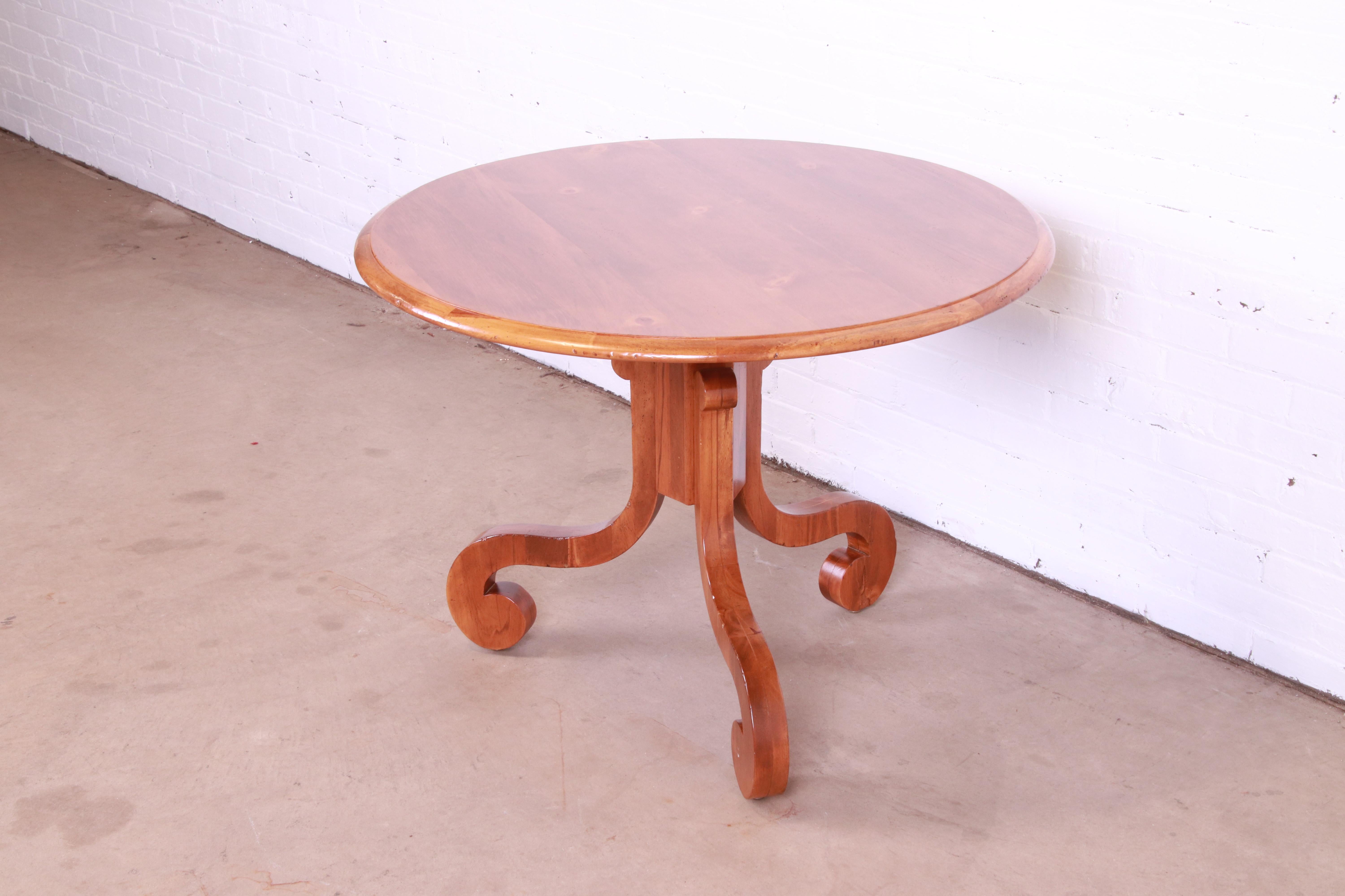 Baker Furniture French Empire Fruitwood Pedestal Center Table, Newly Refinished In Good Condition For Sale In South Bend, IN