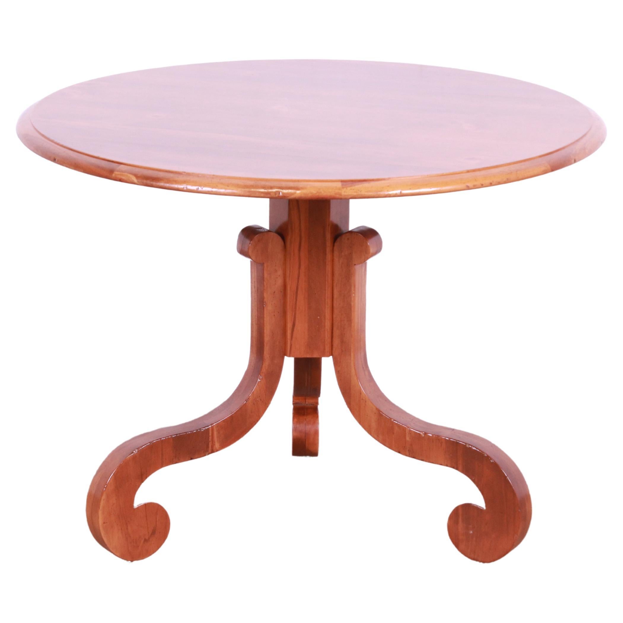 Baker Furniture French Empire Fruitwood Pedestal Center Table, Newly Refinished For Sale