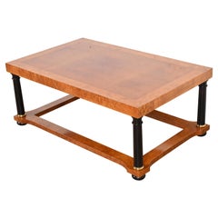 Baker Furniture French Empire Inlaid Cherry and Burl Wood Coffee Table