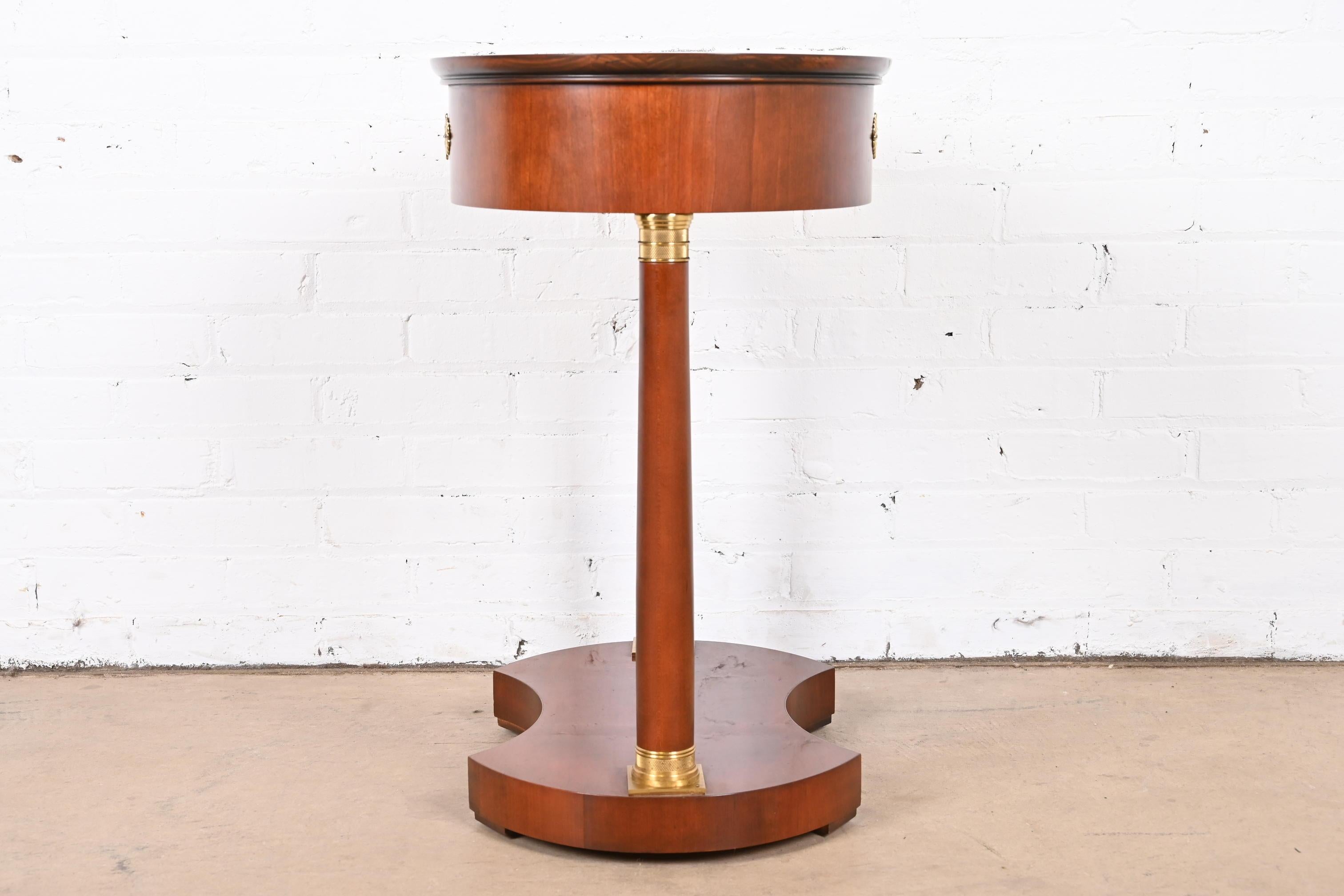 Baker Furniture French Empire Mahogany and Mounted Brass Side Table For Sale 6
