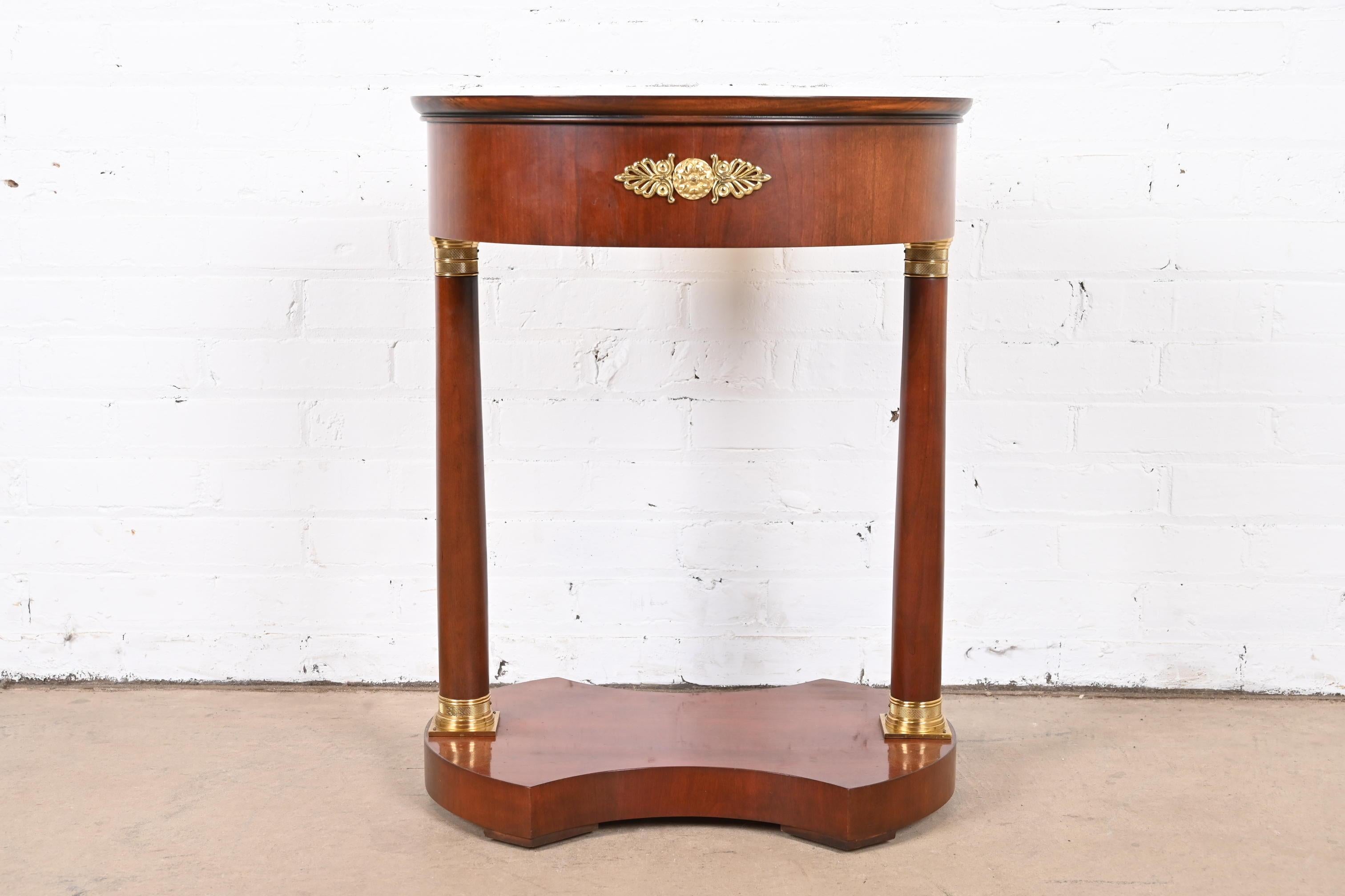 Baker Furniture French Empire Mahogany and Mounted Brass Side Table For Sale 8